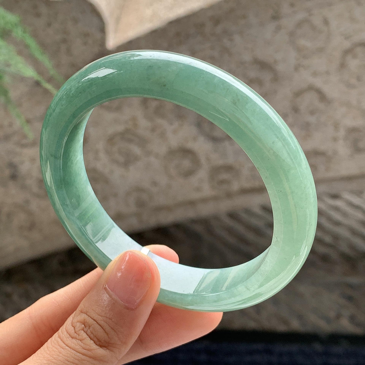 细糯种 湖水绿正圈平安镯 59.2圈 天然缅甸A货翡翠（yc701295）