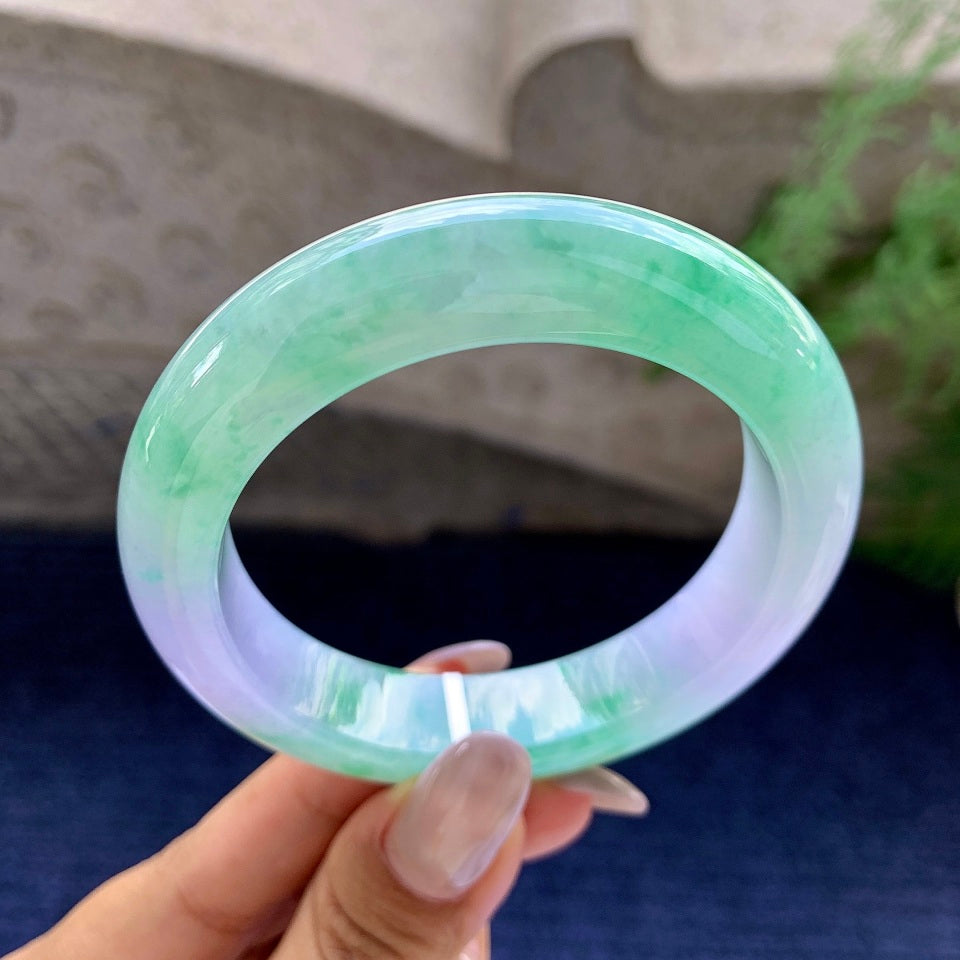 糯冰种春彩平安镯（55mm）（yc172336）
