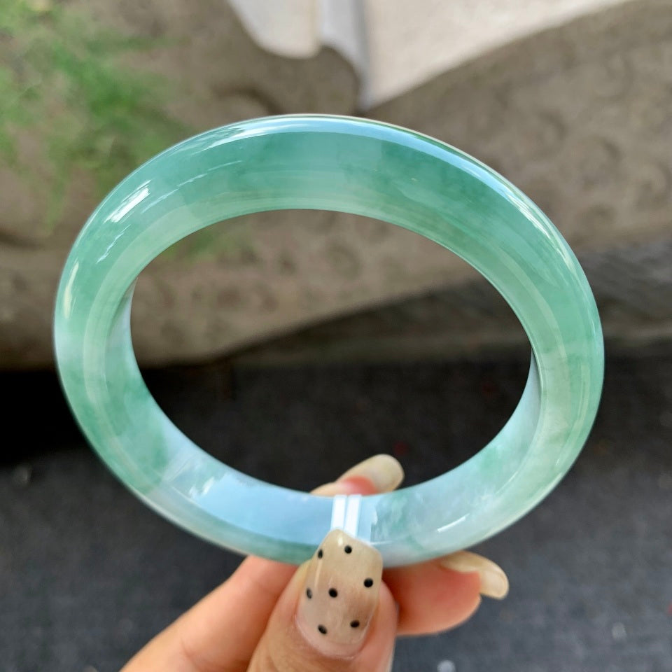 糯冰蓝水翡翠平安镯（58.8mm）（yc029102）