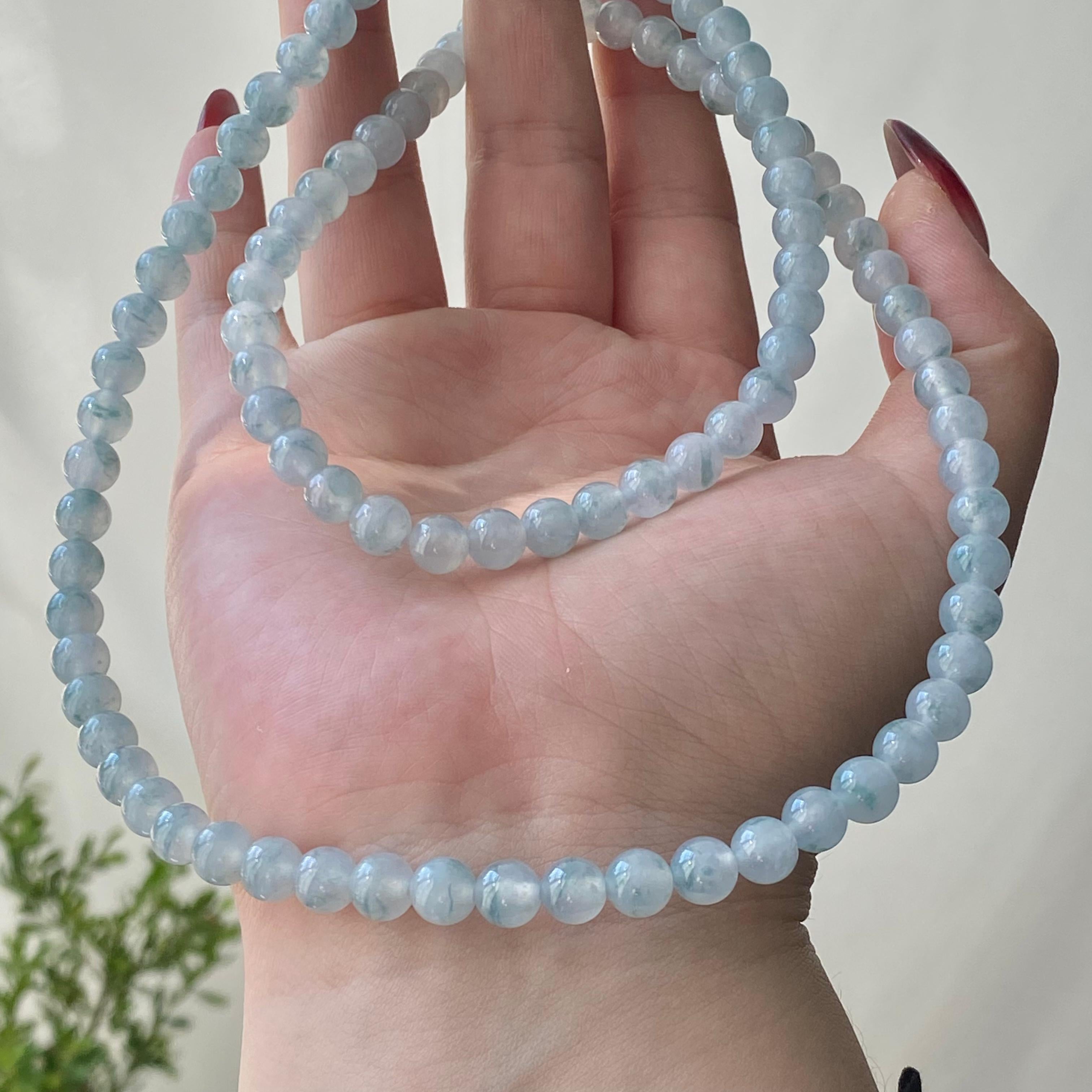 冰种蓝底飘花珠链（100颗）（yc213166）