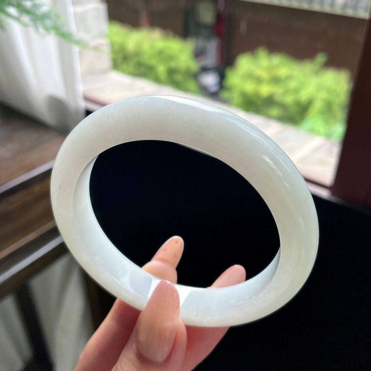 糯种无色白月光正圈平安镯 61圈 天然缅甸A货翡翠（yc693185）