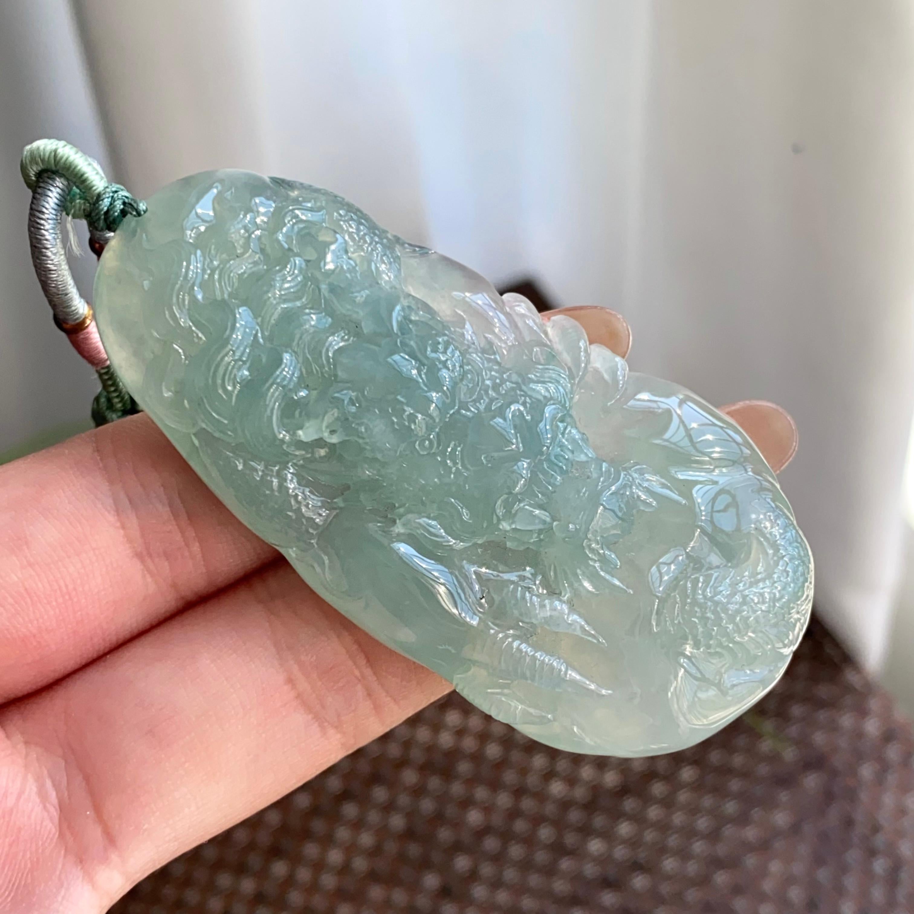 冰种晴底龙牌吊坠（yc265659）