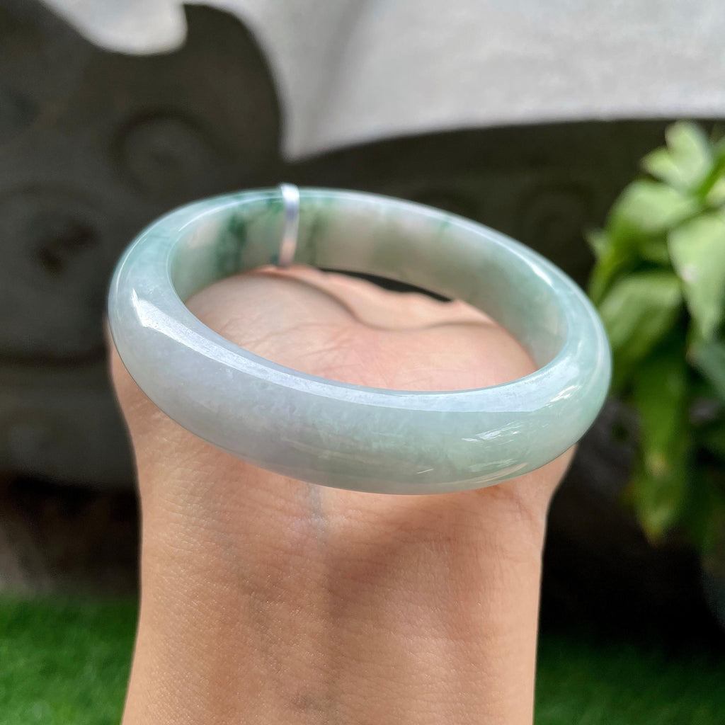 小圈口  细糯种飘兰花贵妃手镯52.6圈  天然缅甸A货翡翠（yc312555）