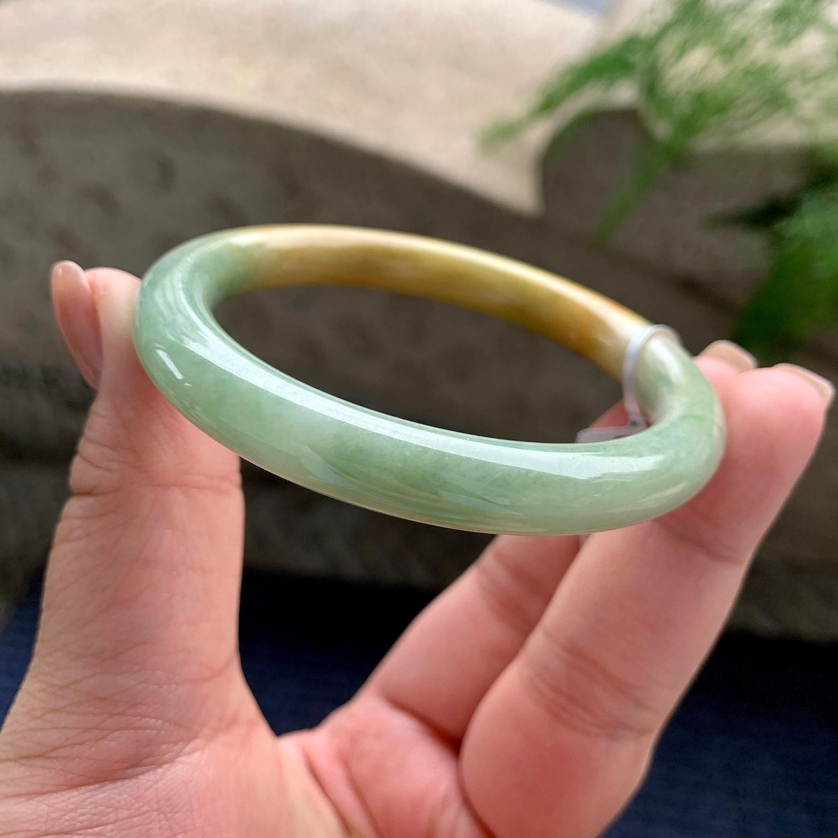 细糯种晴底黄翡圆条手镯 56圈口（yc711297）