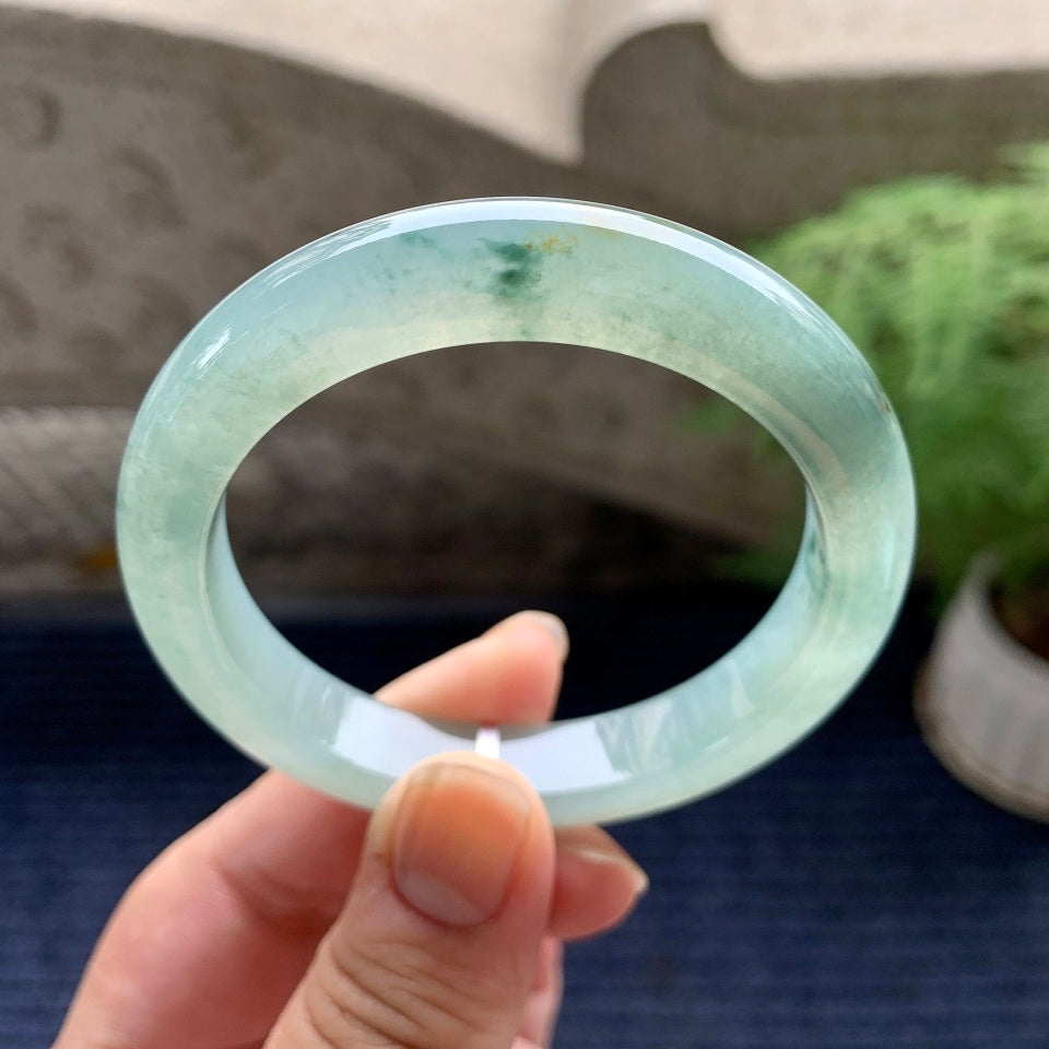 糯冰种飘花洒金平安镯（53mm）（yc089974）