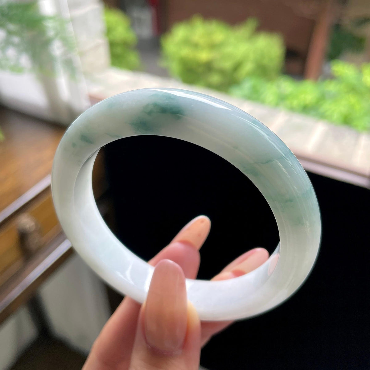 细糯种牛奶底飘花正圈平安镯 56圈（yc709468）