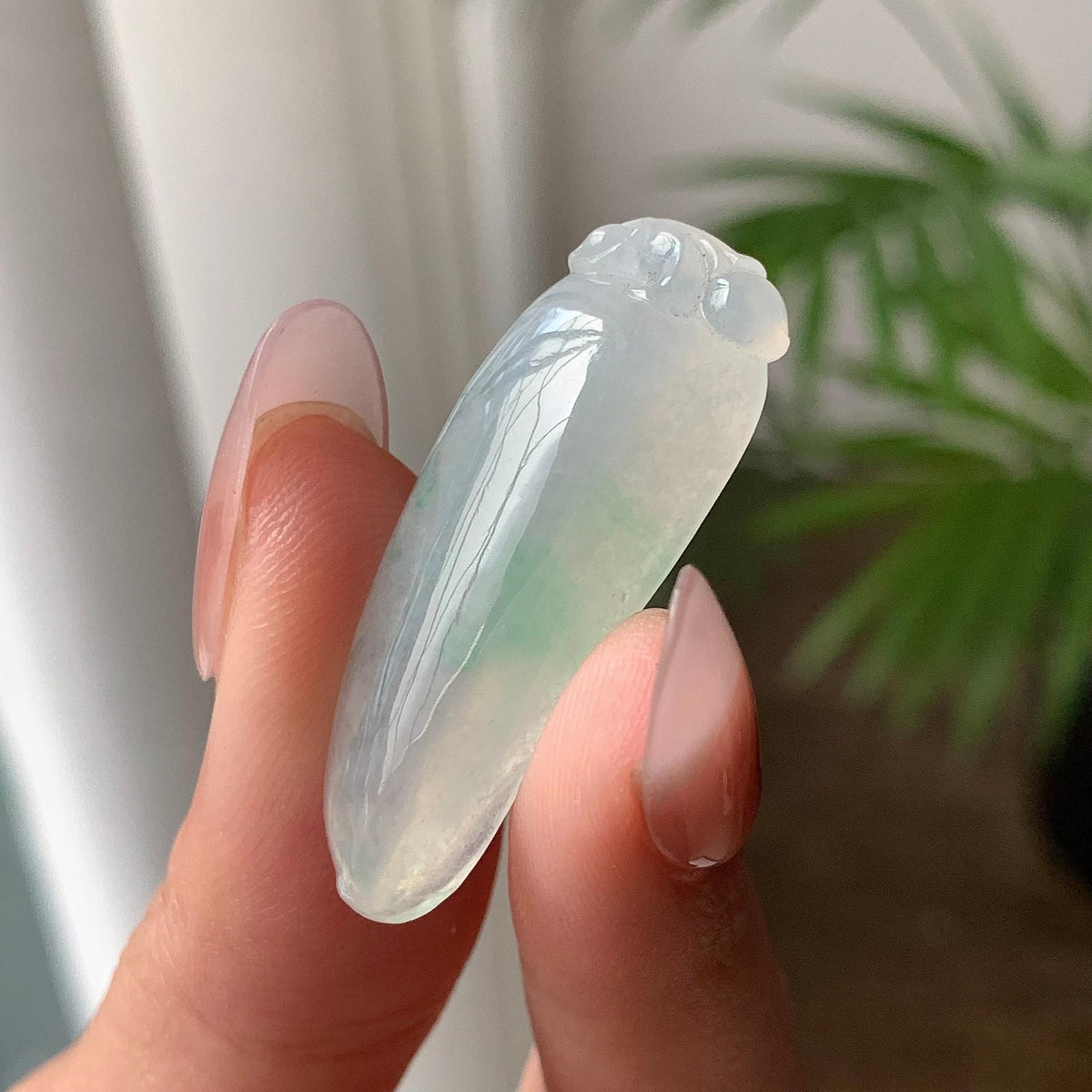 糯冰种飘绿福瓜吊坠 天然A货缅甸翡翠（yc693125）