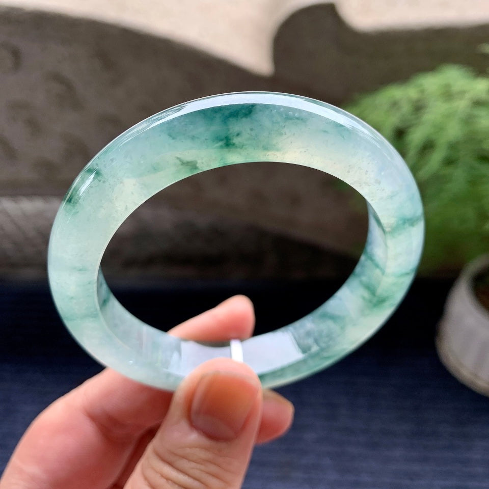 冰种飘花平安镯（54.8mm）（yc097822）
