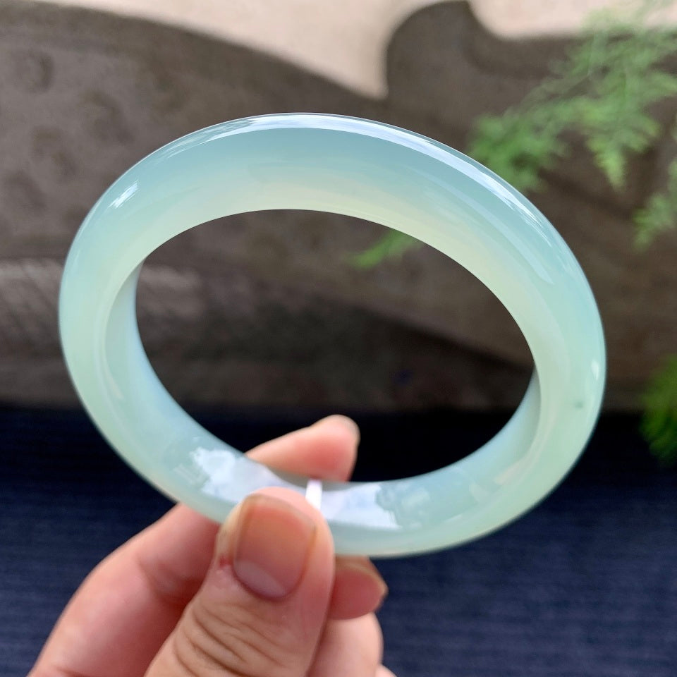 糯冰种蓝晴水平安镯（57.8mm）（yc169984）