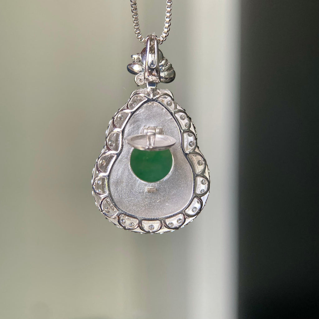 18k金钻镶冰种满绿葫芦吊坠（yc217119）