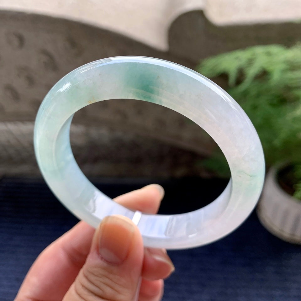 糯冰种飘花平安镯（56mm）（yc096579）