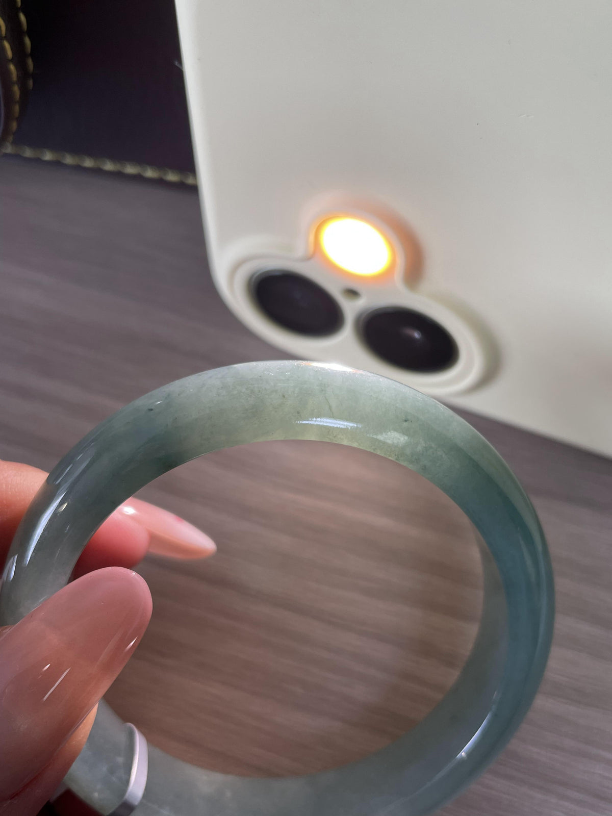 小圈口 细糯种油青色湖水绿正圈平安镯 52圈 天然缅甸A货翡翠（yc693162）