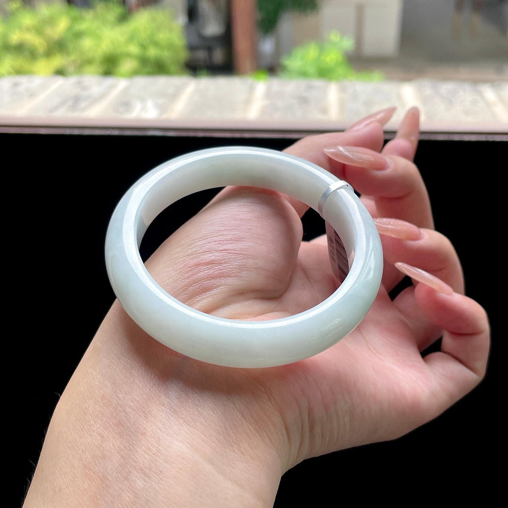 糯种无色正圈平安镯 54圈 天然缅甸A货翡翠（yc522712）