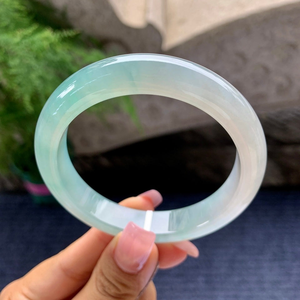 糯冰种蓝水平安镯（57.6mm）（yc097374）
