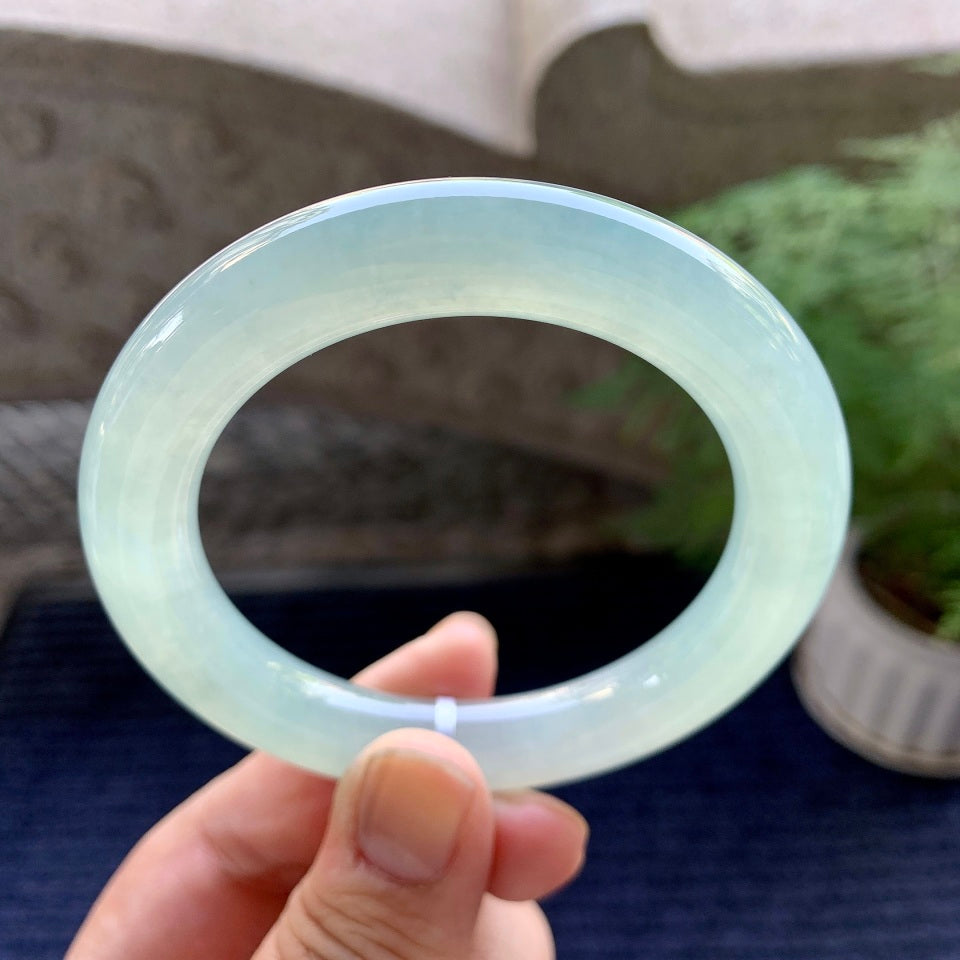 糯冰种晴水圆条手镯（55mm）（yc098517）