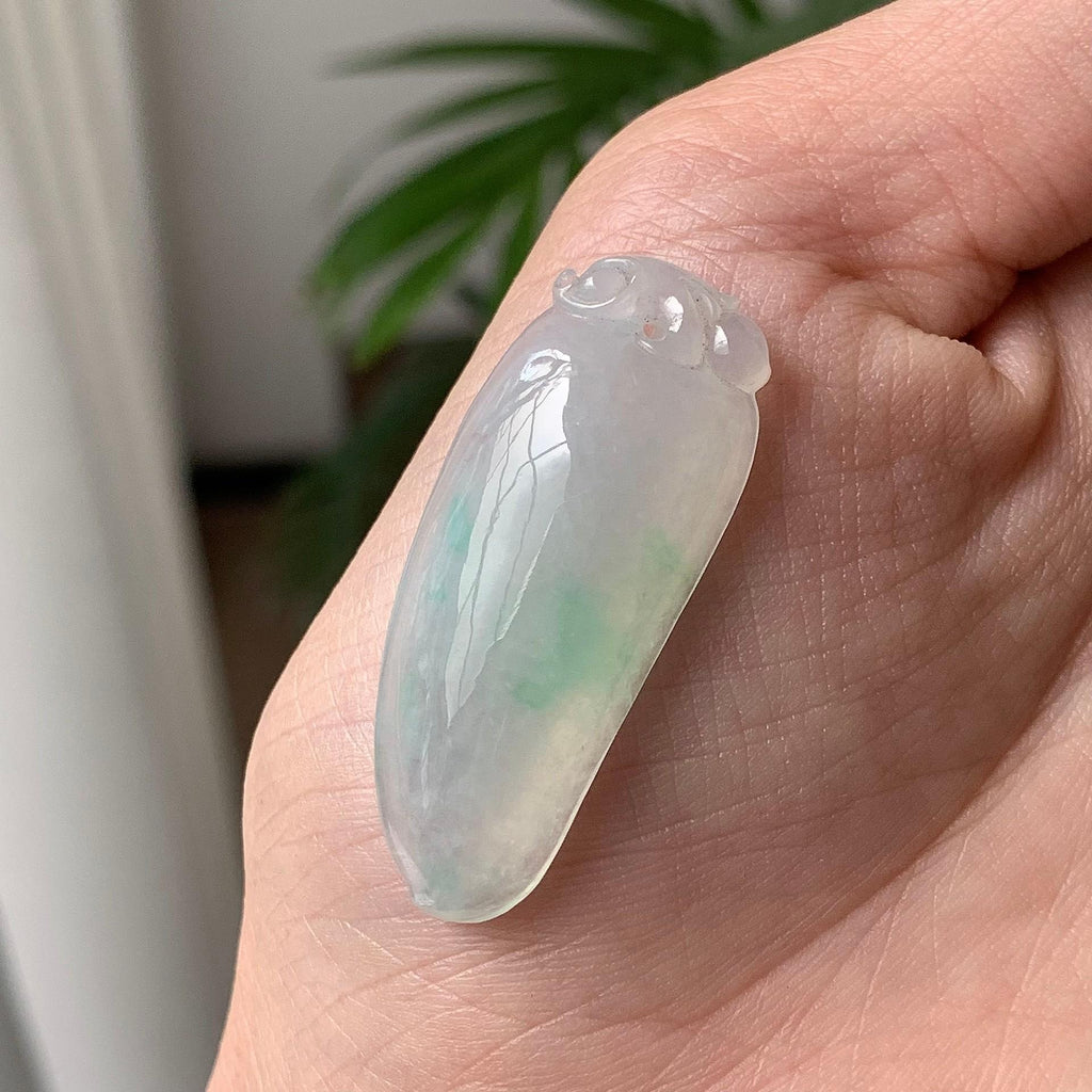 糯冰种飘绿福瓜吊坠 天然A货缅甸翡翠（yc693125）