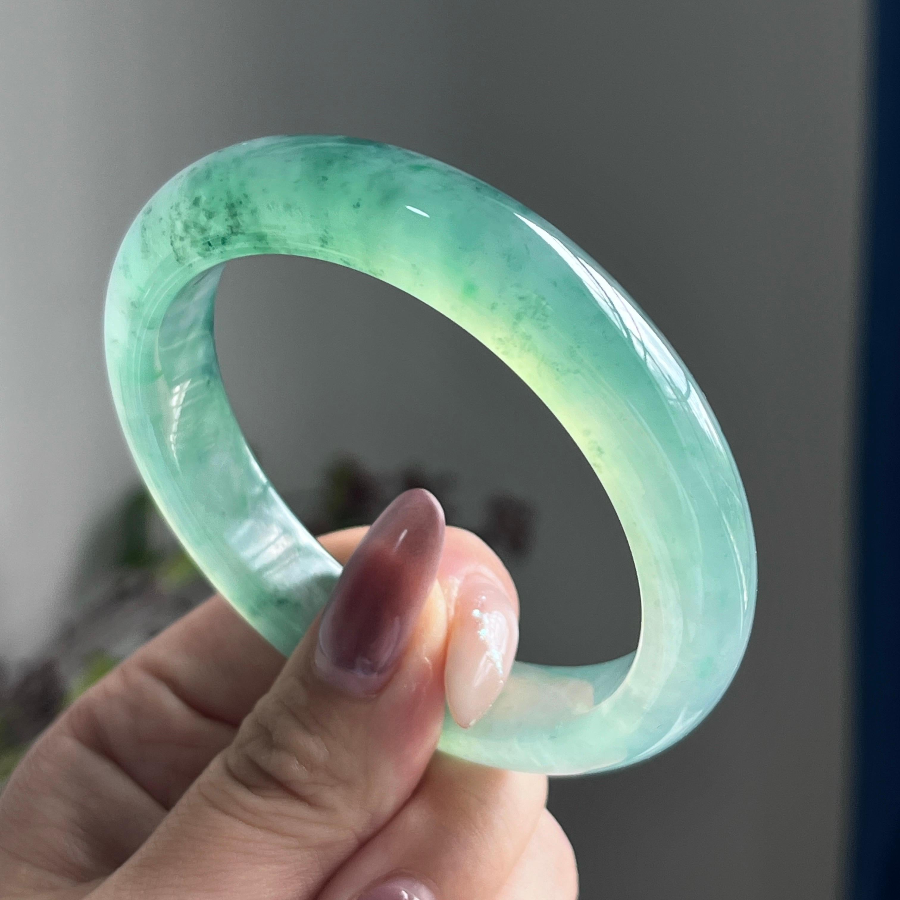 冰种飘花平安镯手镯（57圈）（yc197795）