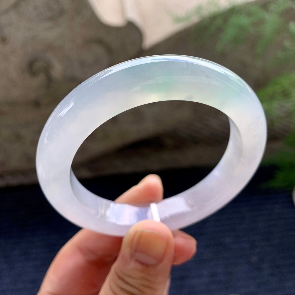 糯冰种淡春彩平安镯（55mm）（yc175880）