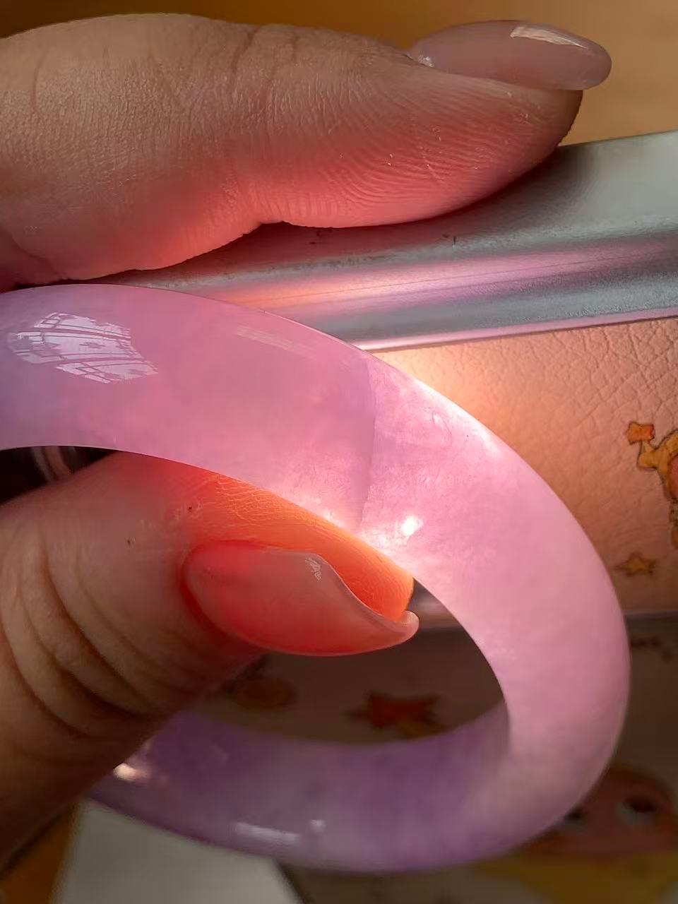 细糯种 春彩正圈平安镯 51.5圈 天然缅甸A货翡翠（yc701195）