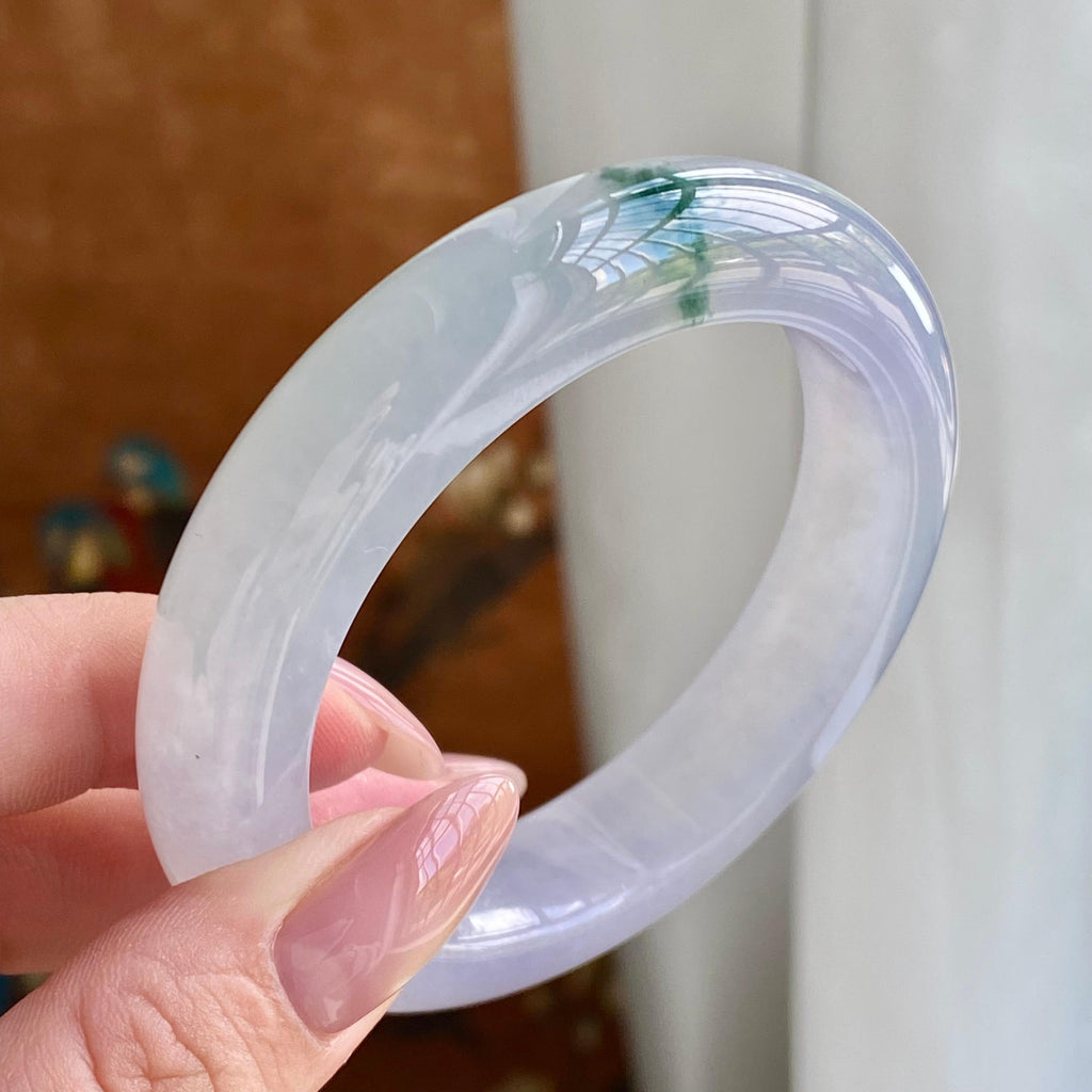 冰种淡春彩飘花平安镯（54圈）（yc228988）