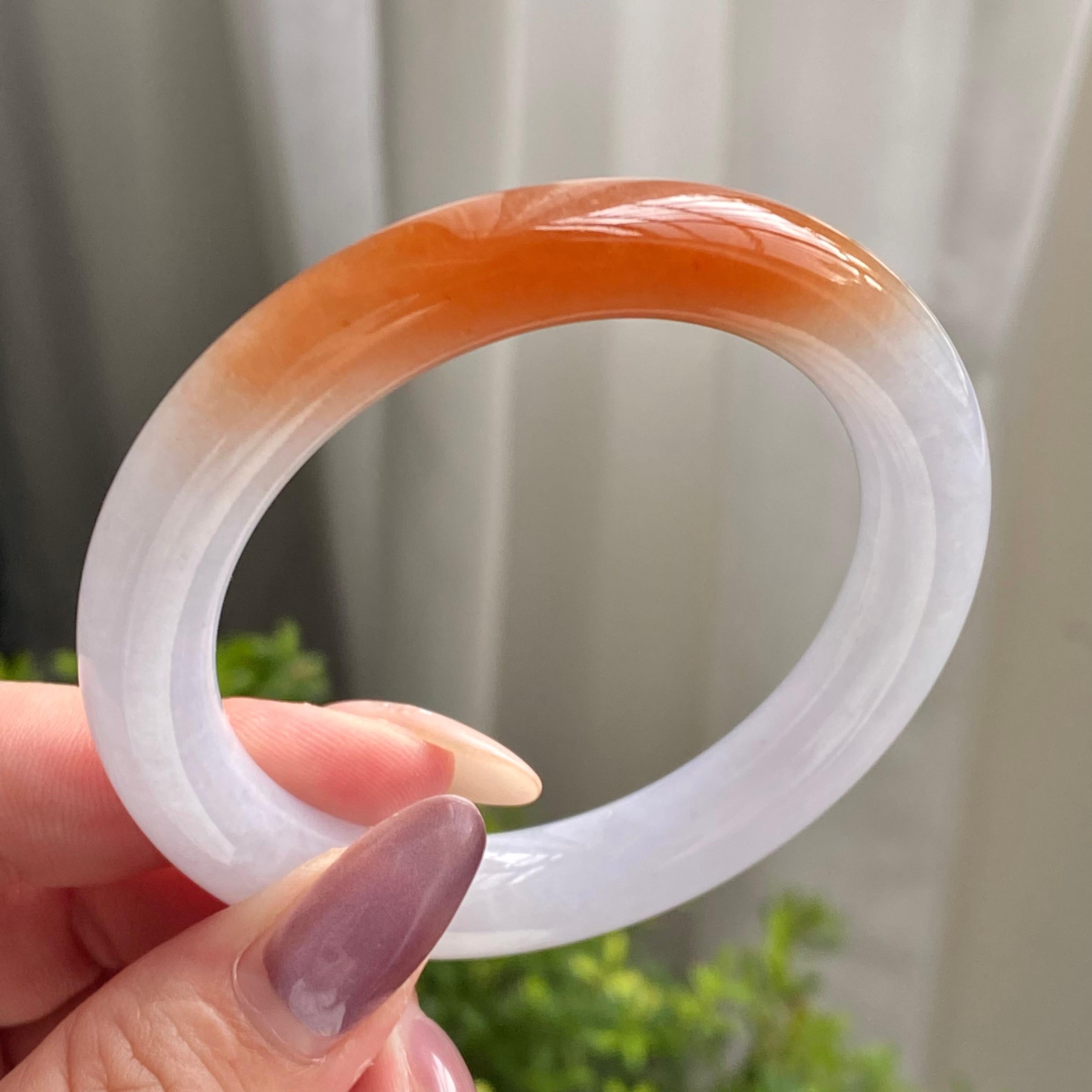 糯冰种黄翡圆条手镯（52圈）（yc200143）