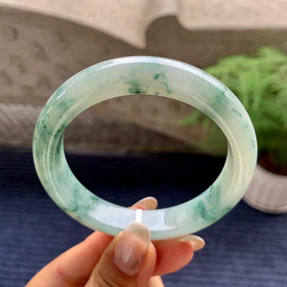 糯冰种飘花平安镯（57.6mm）（yc081145）