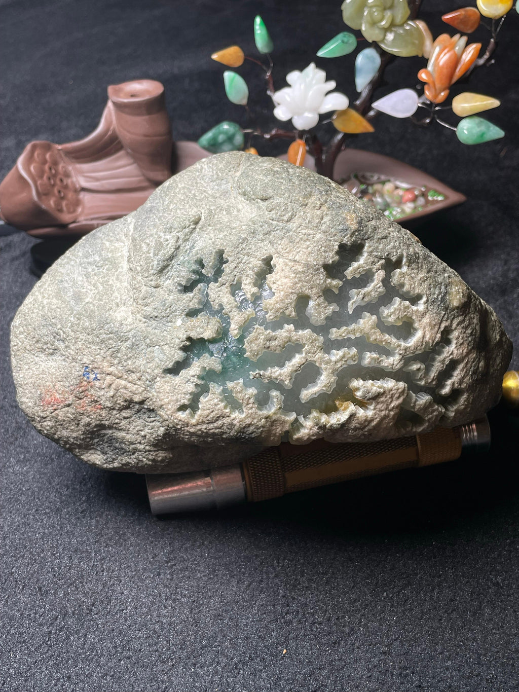 莫西沙开窗飘花飘黄手镯料（yc492386）