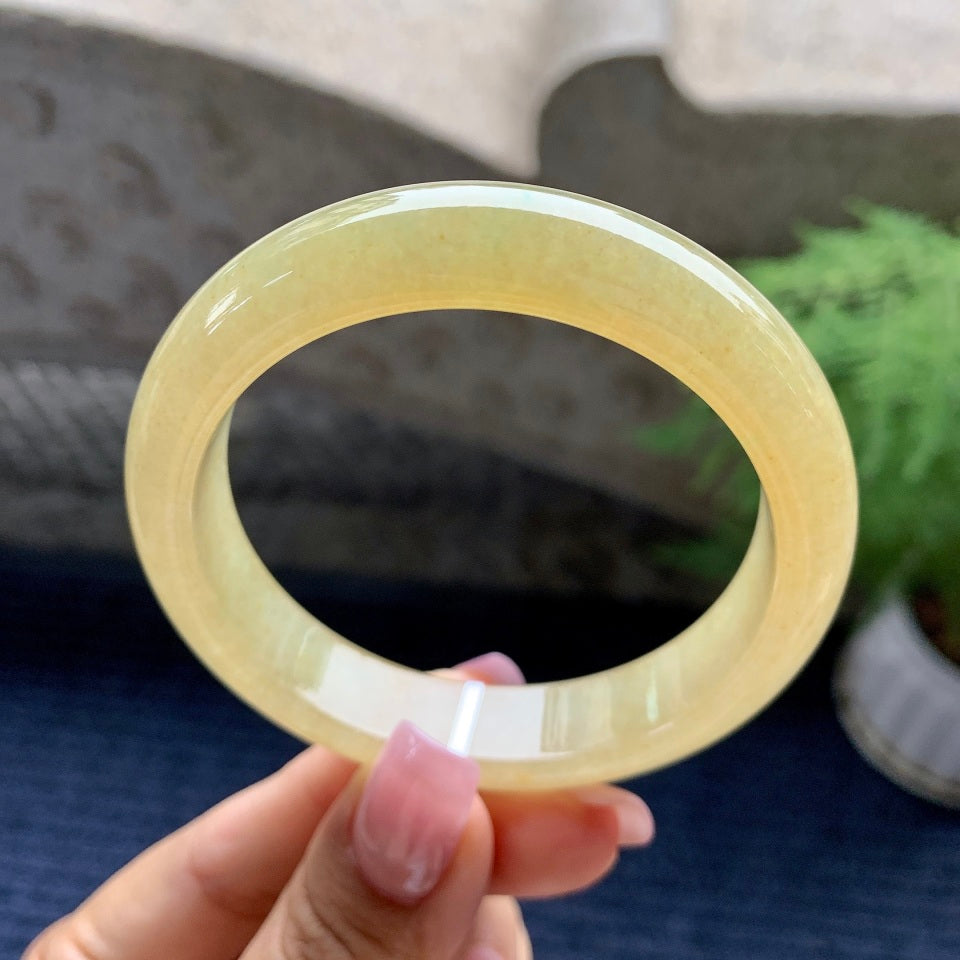 糯冰种黄翡平安镯（56.5mm）（yc092177）