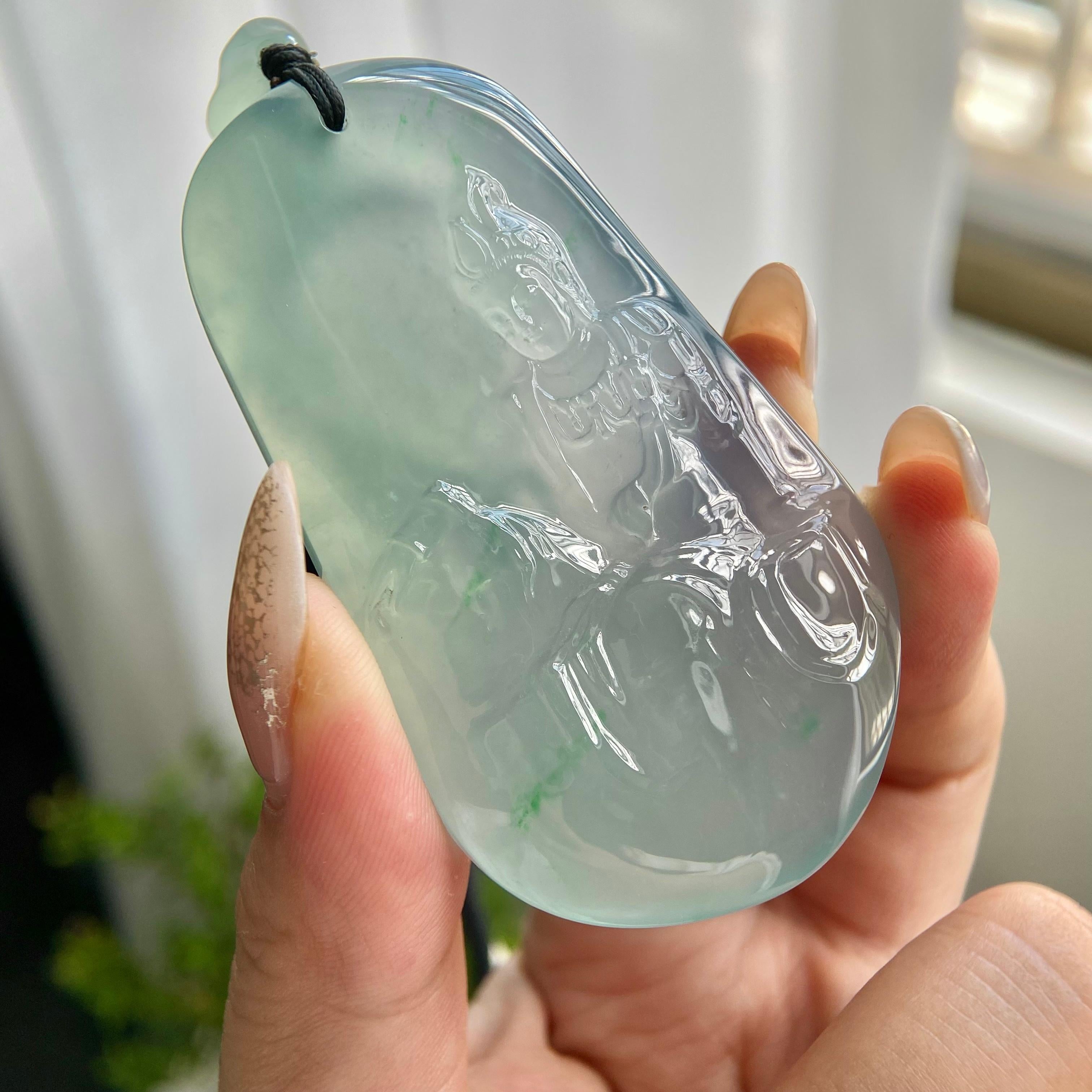 冰种晴底度母牌吊坠（yc216312）