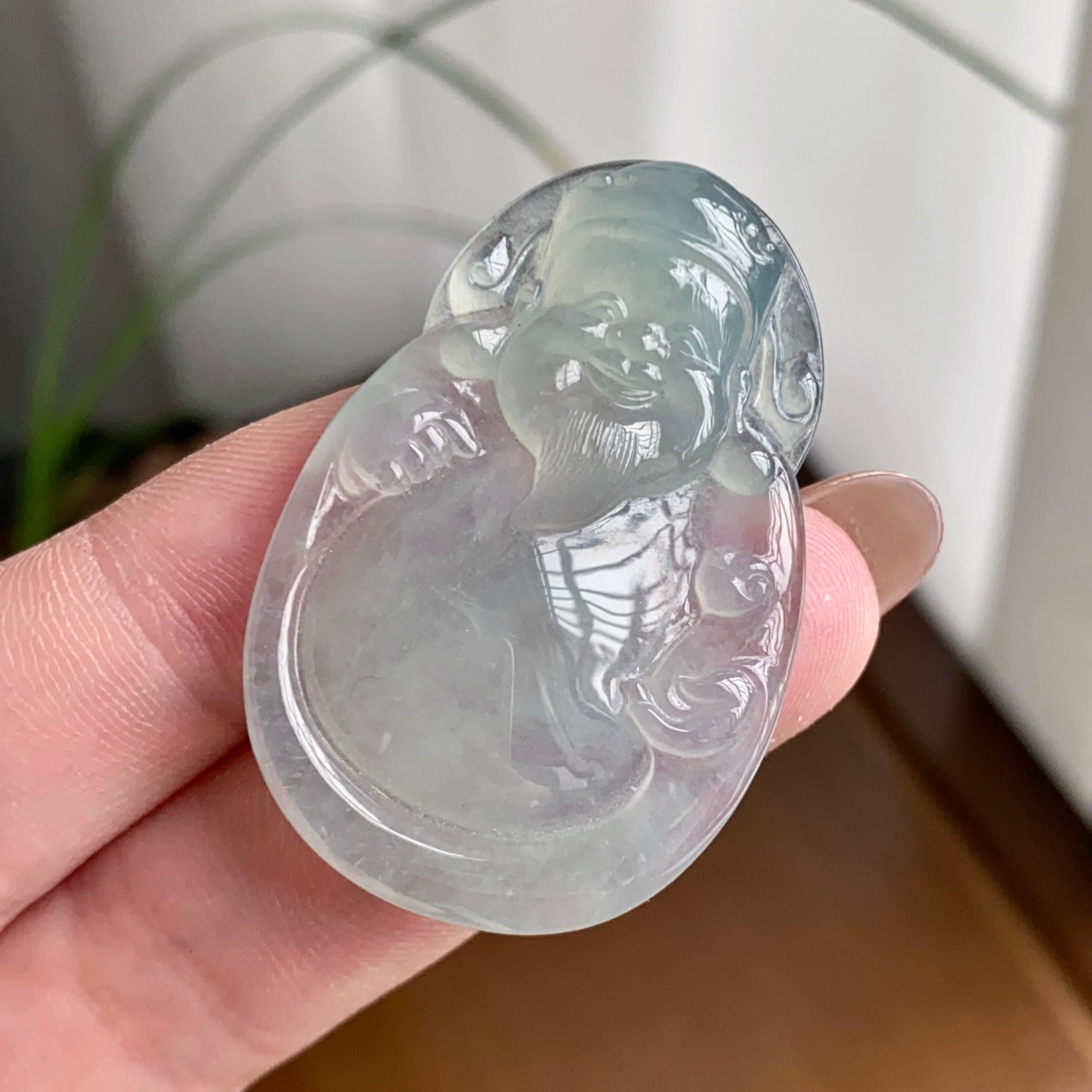 冰种淡晴底财神吊坠（yc260818）