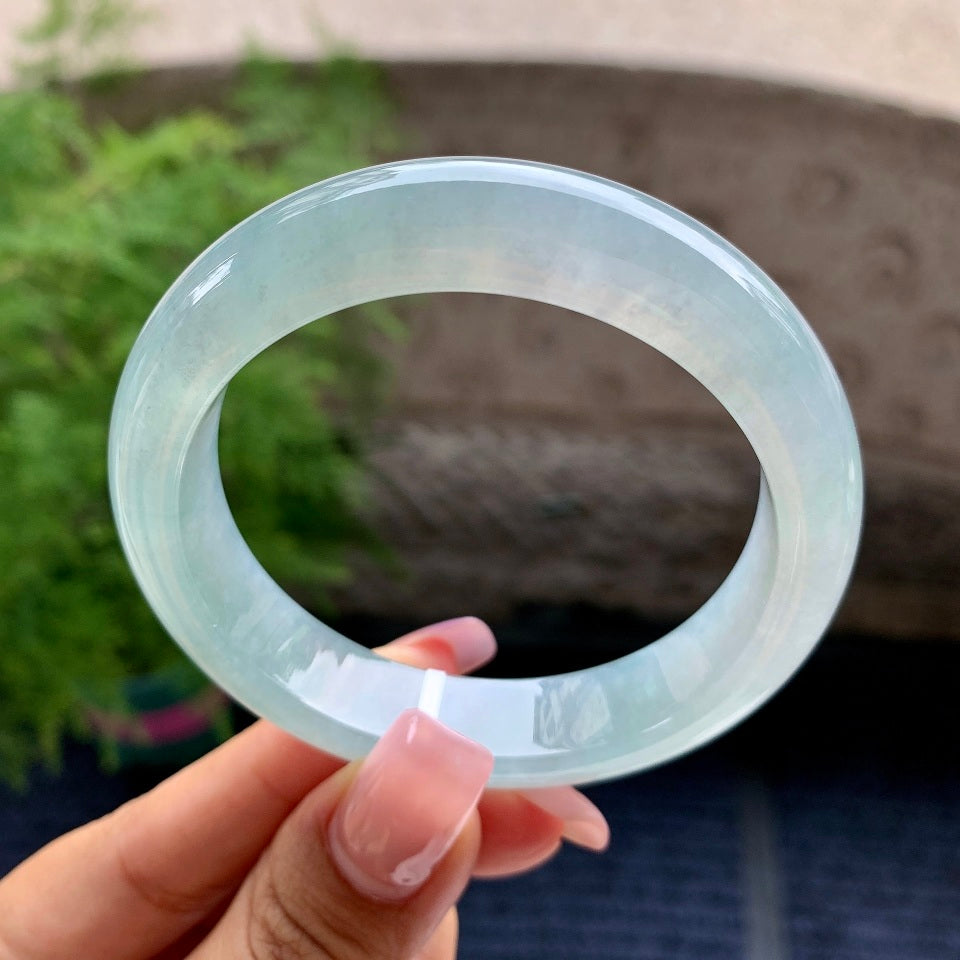 糯冰种蓝晴水平安镯（54.2mm）（yc106761）