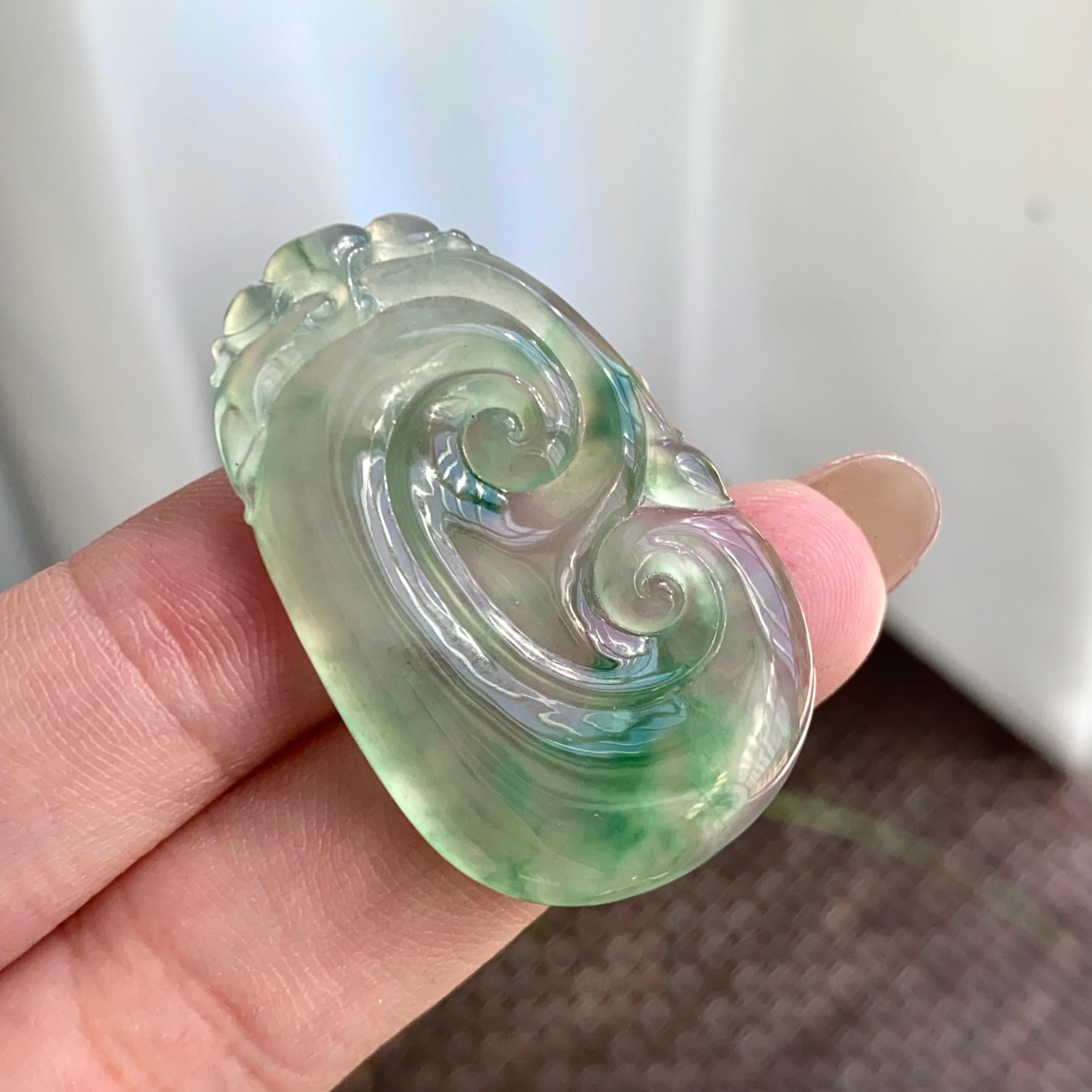 冰种飘花如意吊坠（yc265656）