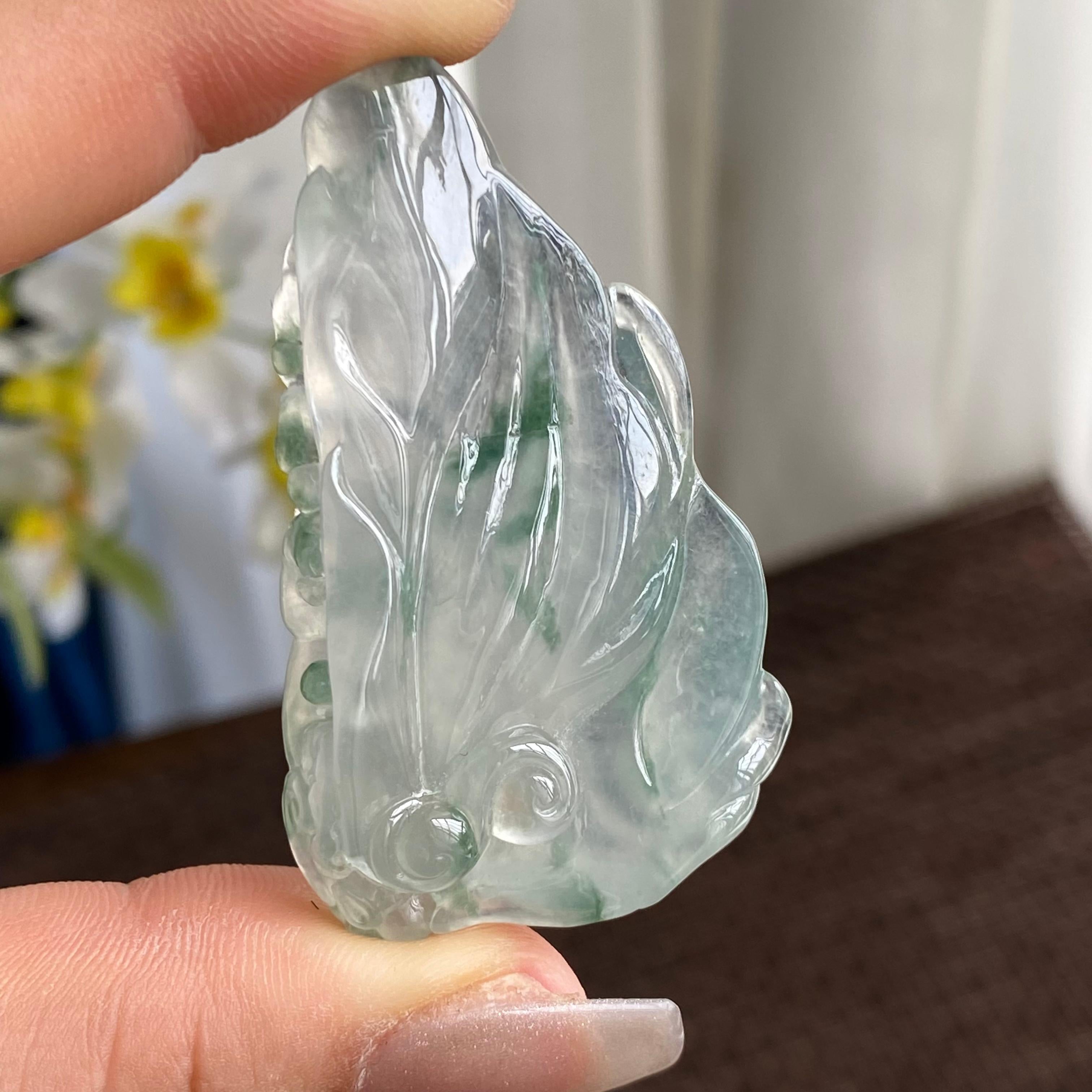 冰种飘花随型吊坠（yc293137）