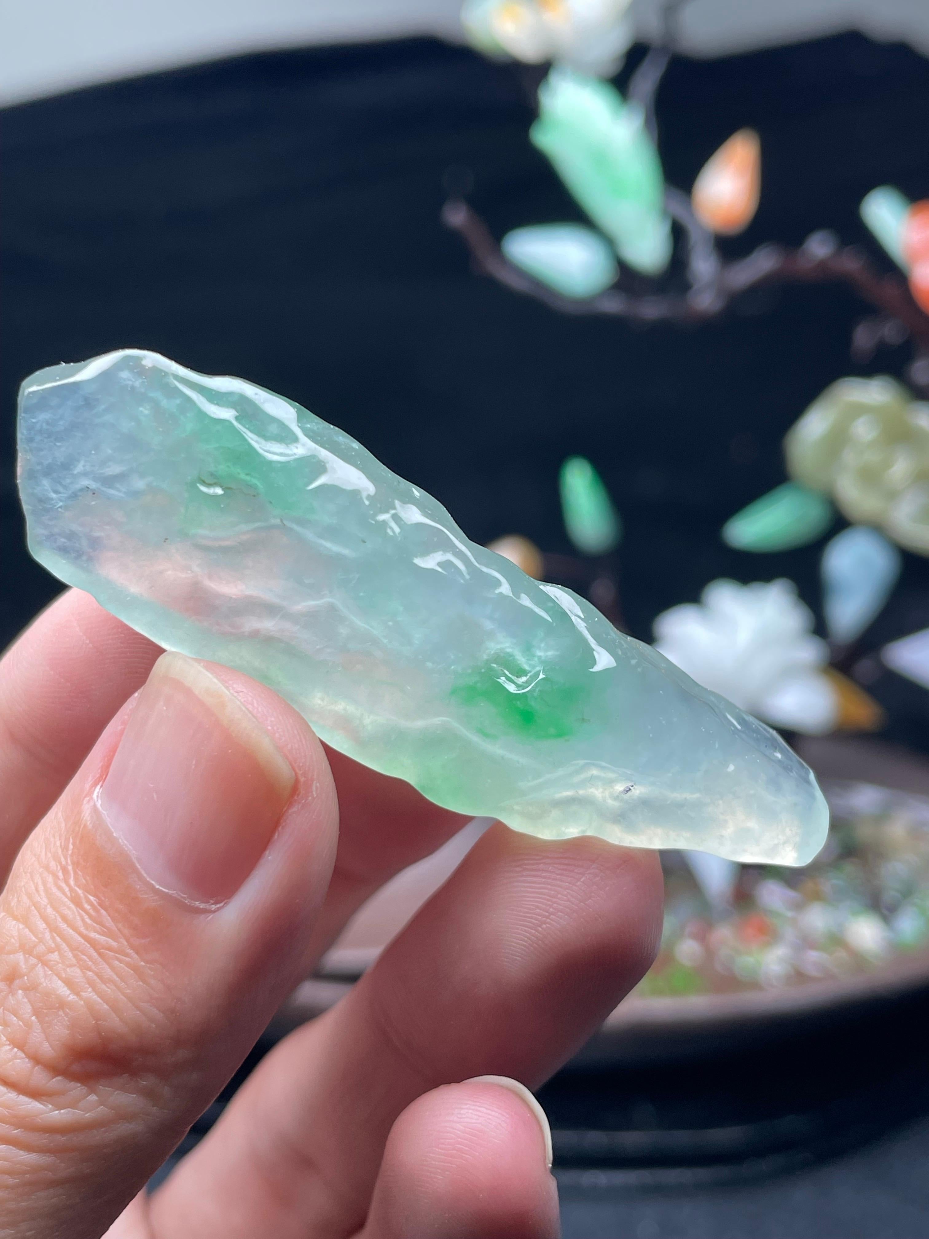 高冰飘正阳绿随形片料（yc529906）