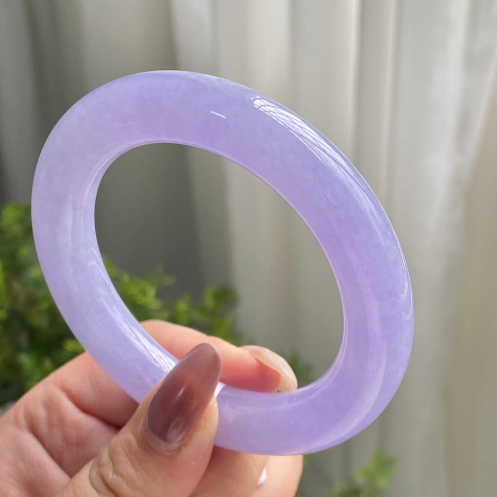 糯冰种紫罗兰圆条手镯（55圈）（yc199711）