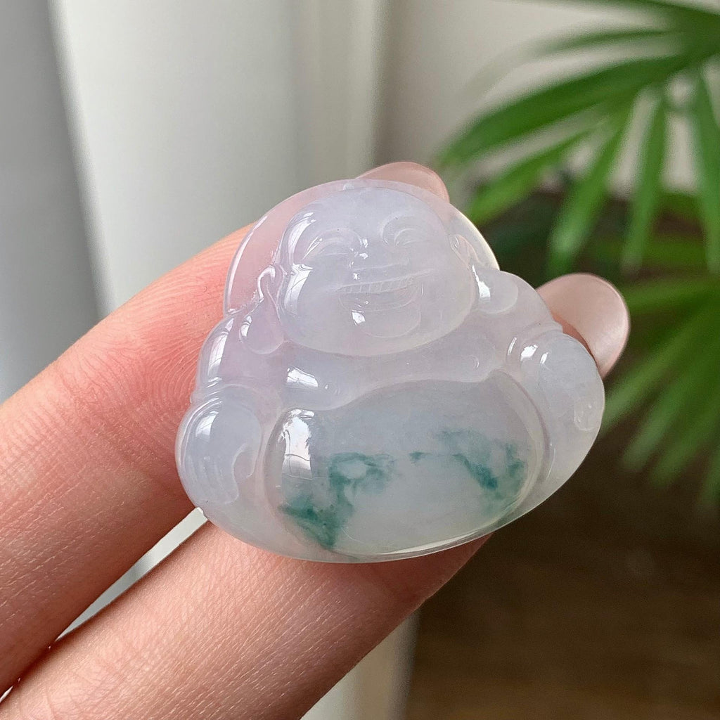 糯冰种飘花佛公吊坠 天然A货缅甸翡翠（yc693108）