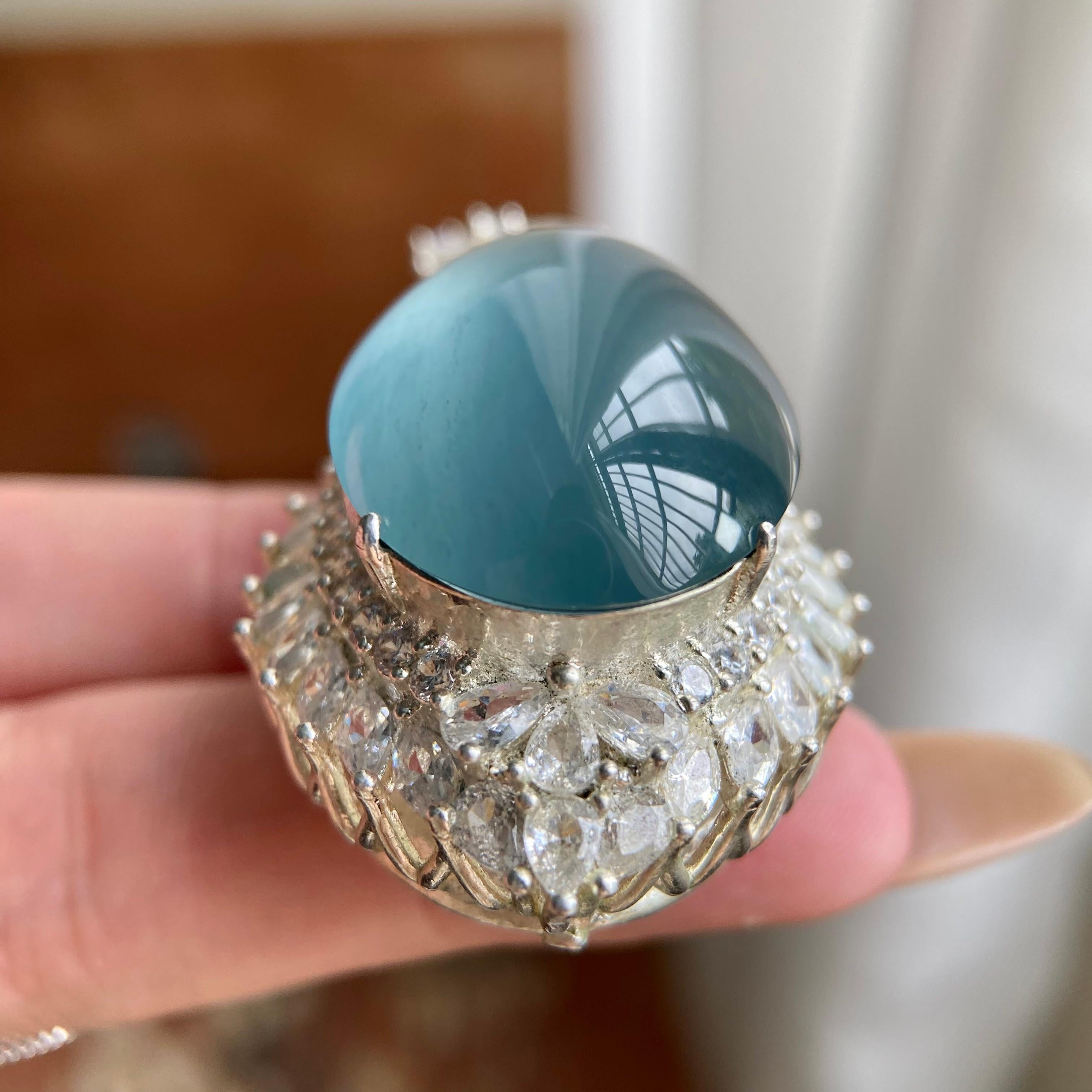 高冰种蓝底椭圆大蛋面吊坠裸石（yc223721）