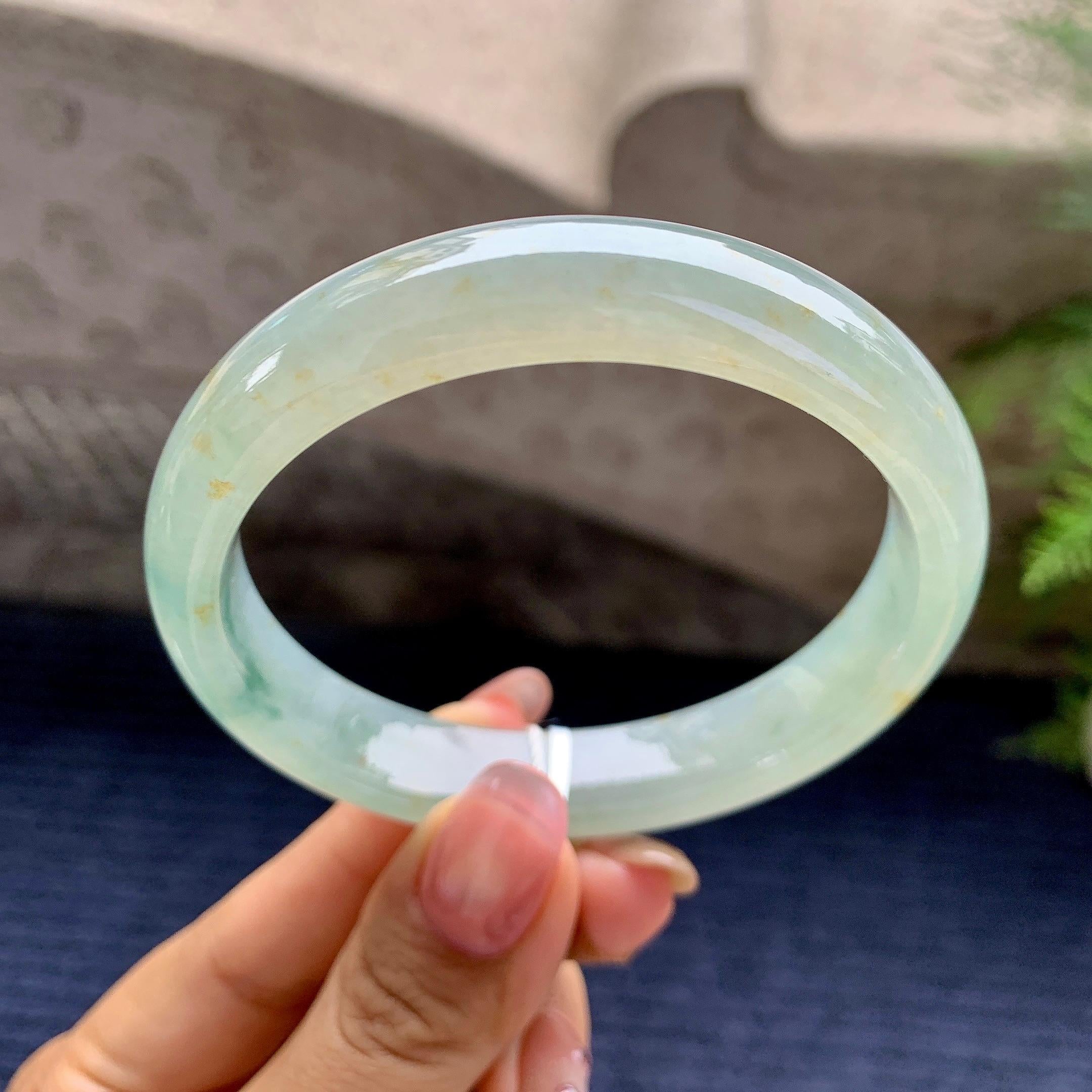糯冰种晴水飘黄翡平安镯（58.3mm）（yc280874）