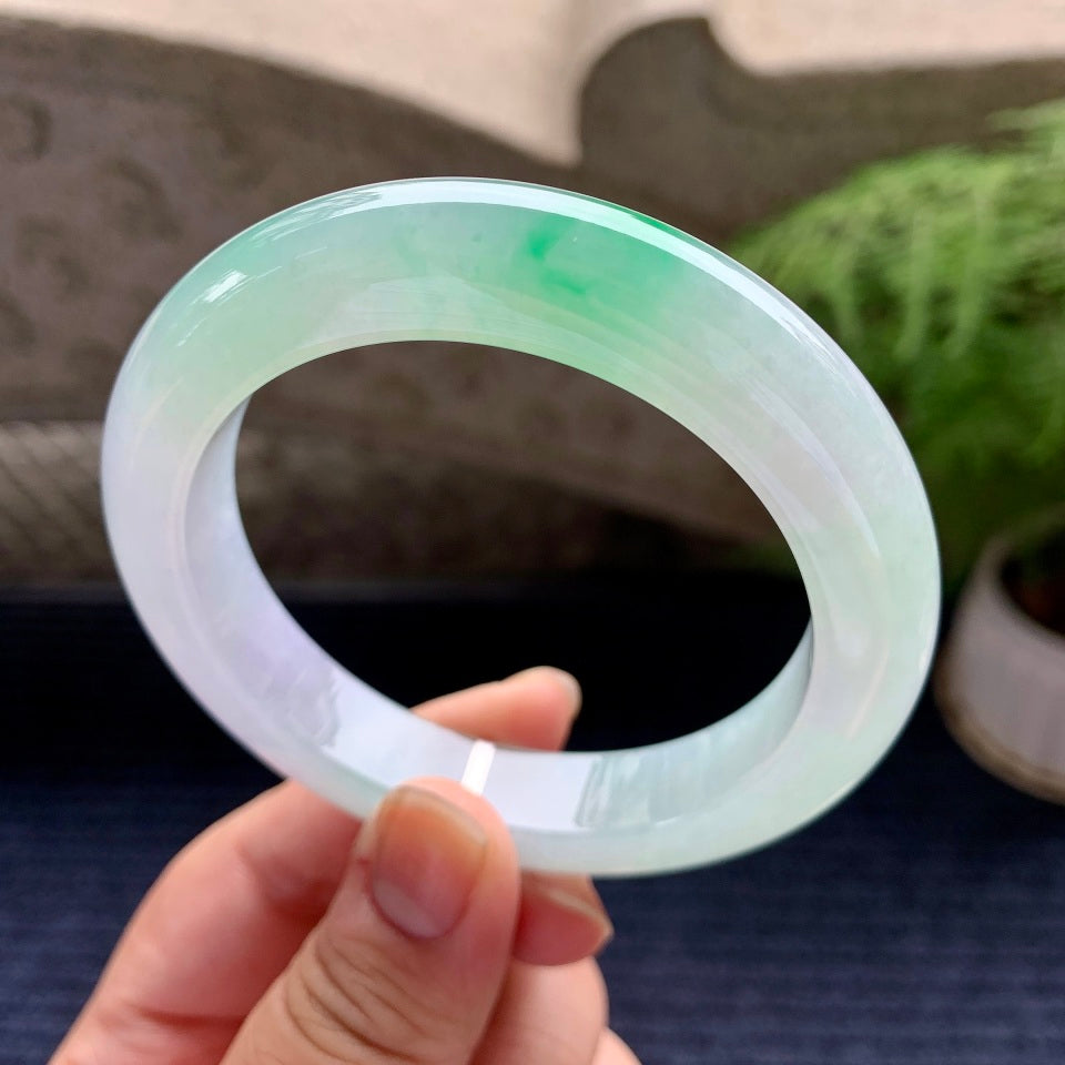 糯冰种飘阳绿平安镯（59mm）（yc089227）