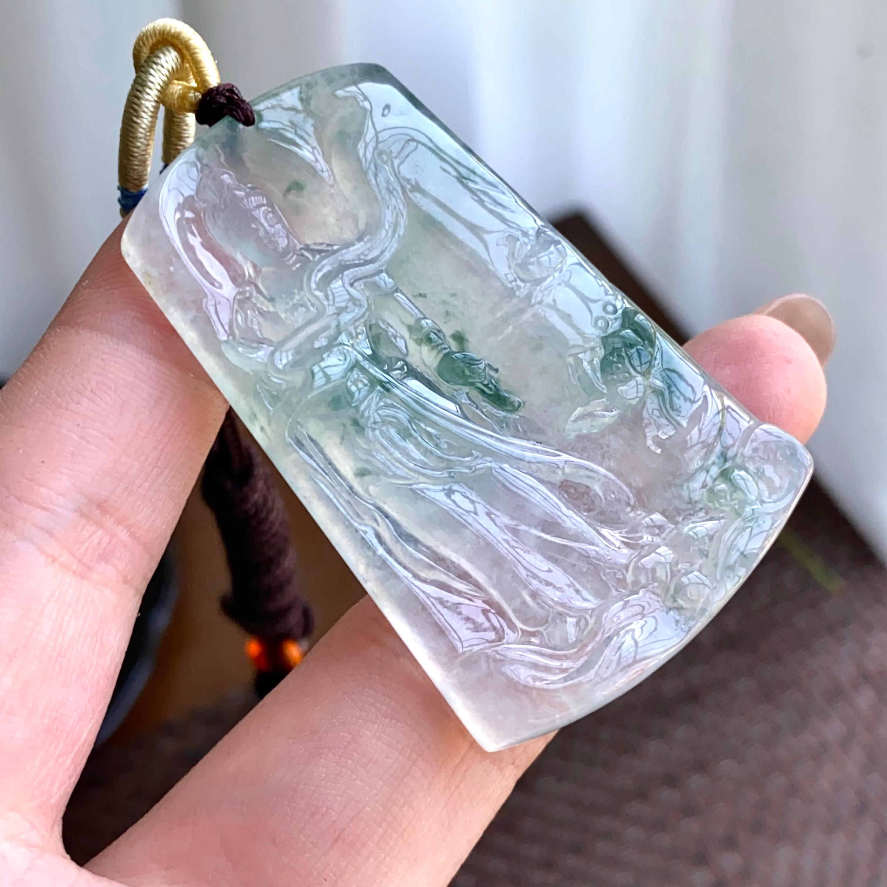 冰种飘花度母牌吊坠（yc265643）