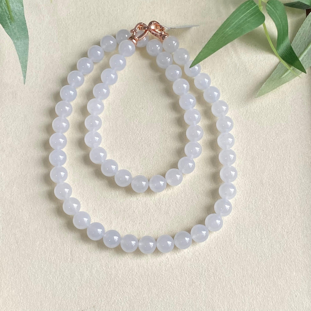 糯冰种白月光珠链（57颗）（yc194883）