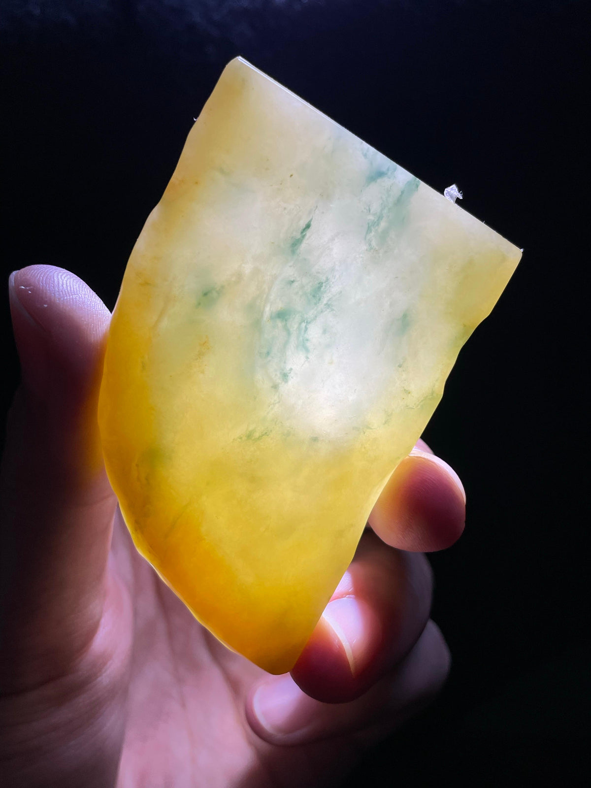 黄翡飘花随形牌子挂件料（yc709336）