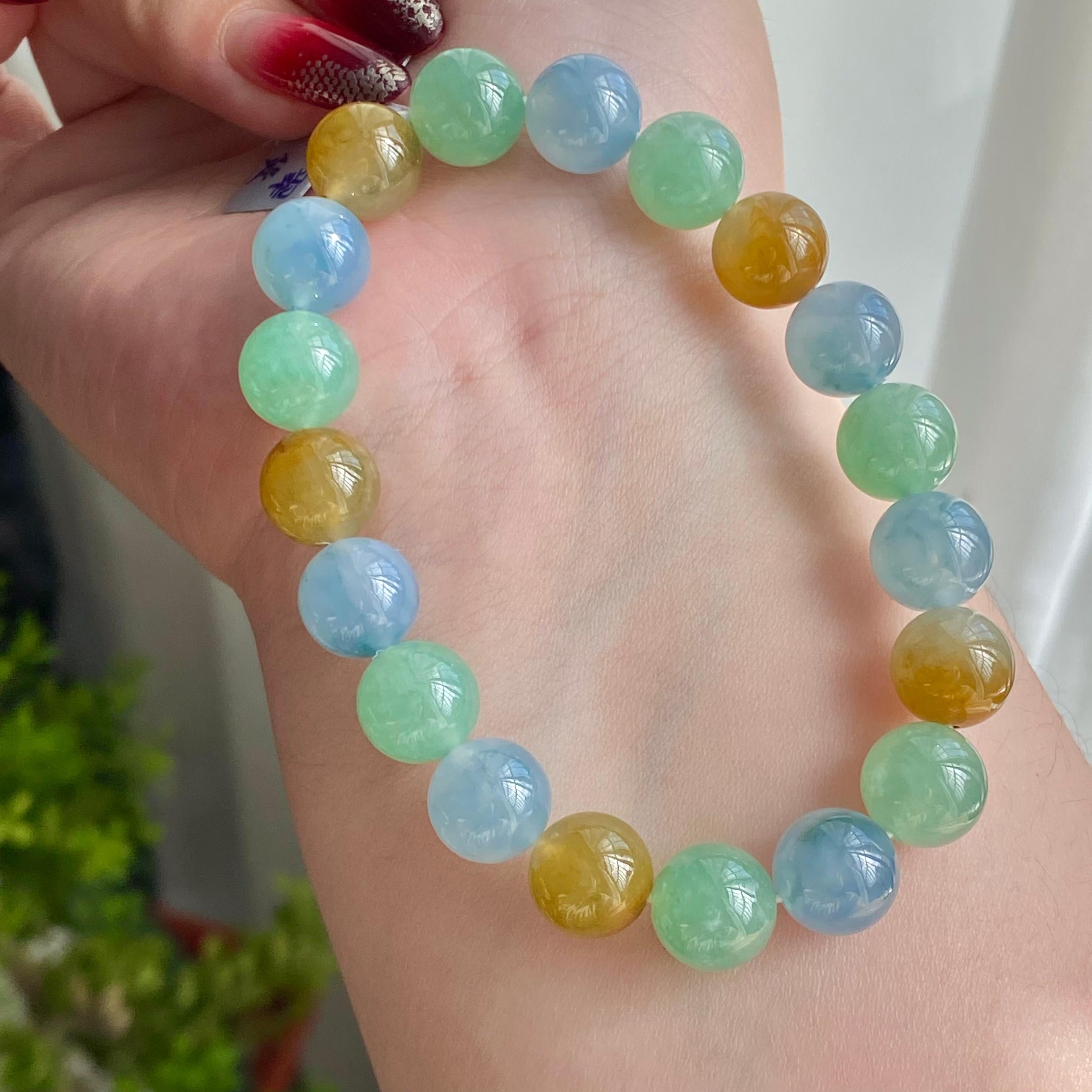 糯冰种多宝单圈手串（19颗）（yc216007）