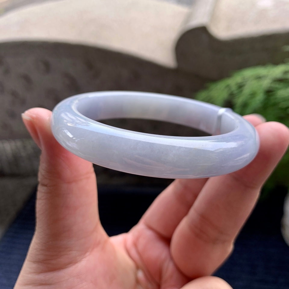 细糯种淡紫罗兰洒金平安镯（56.2mm）（yc093326）