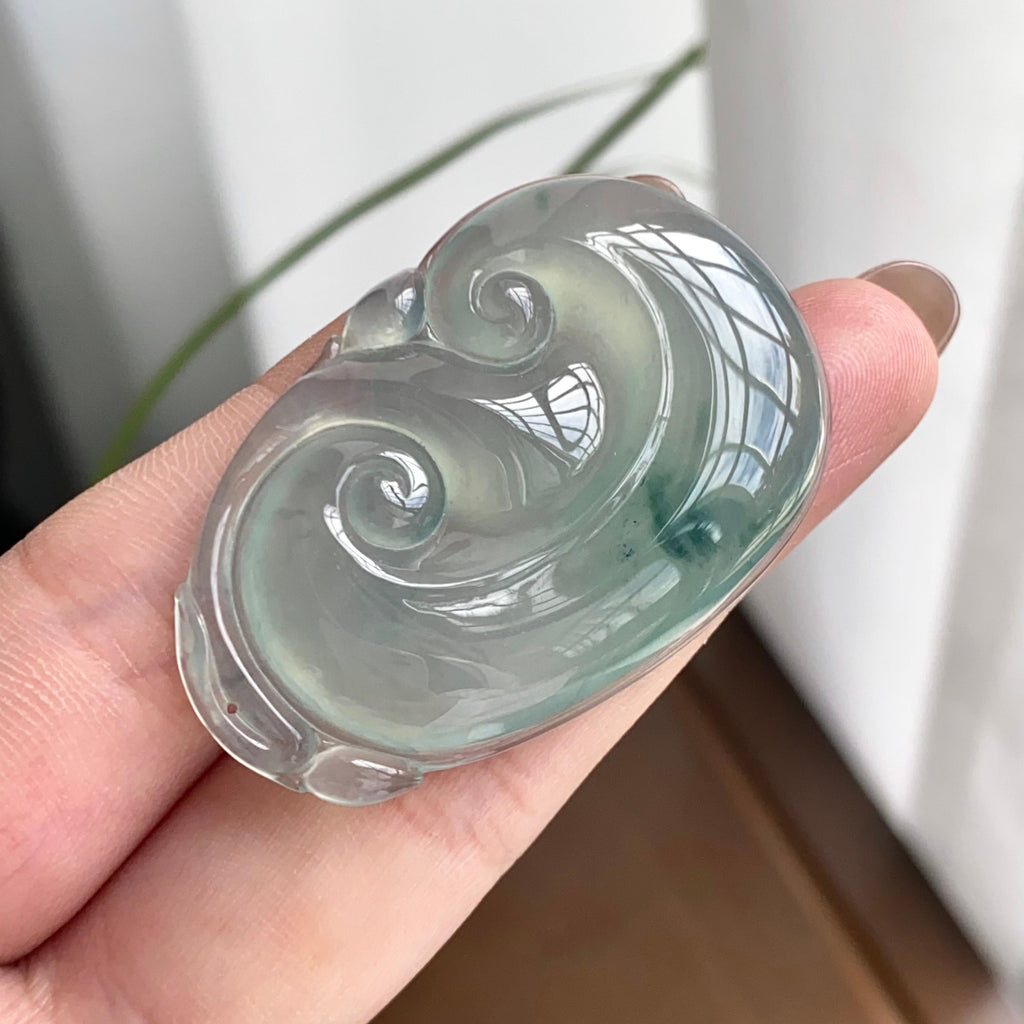 冰种蓝底飘花如意吊坠（yc262756）