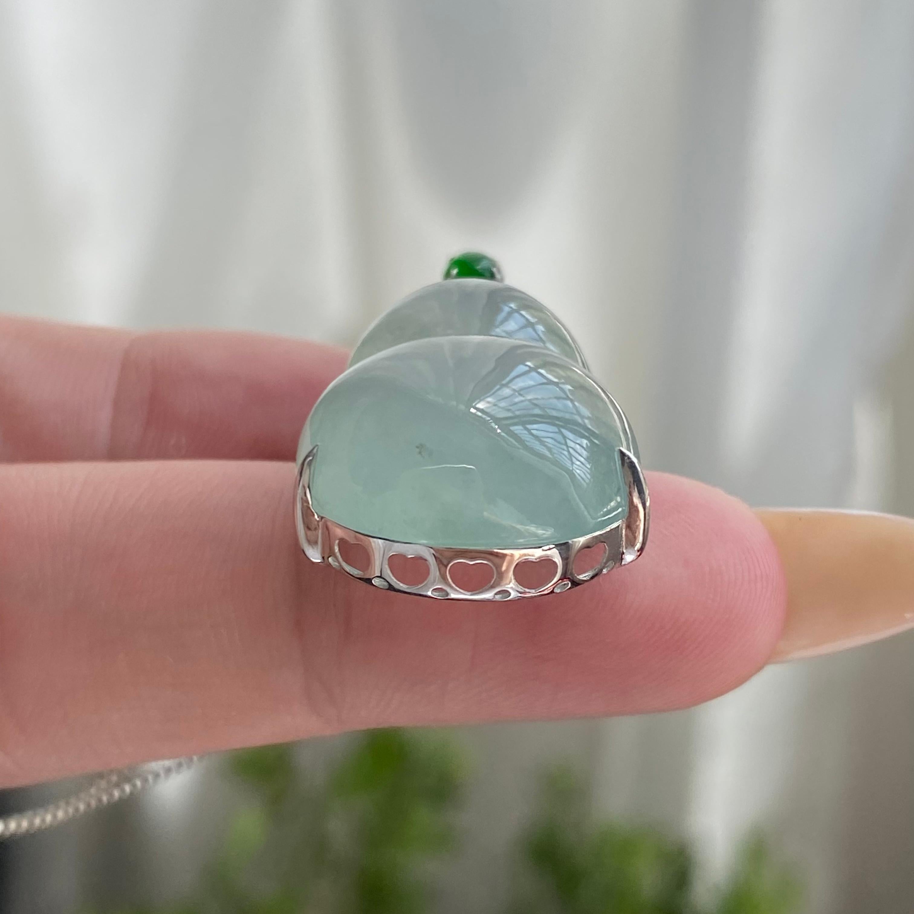 18k金钻镶冰种晴底葫芦吊坠（yc221235）