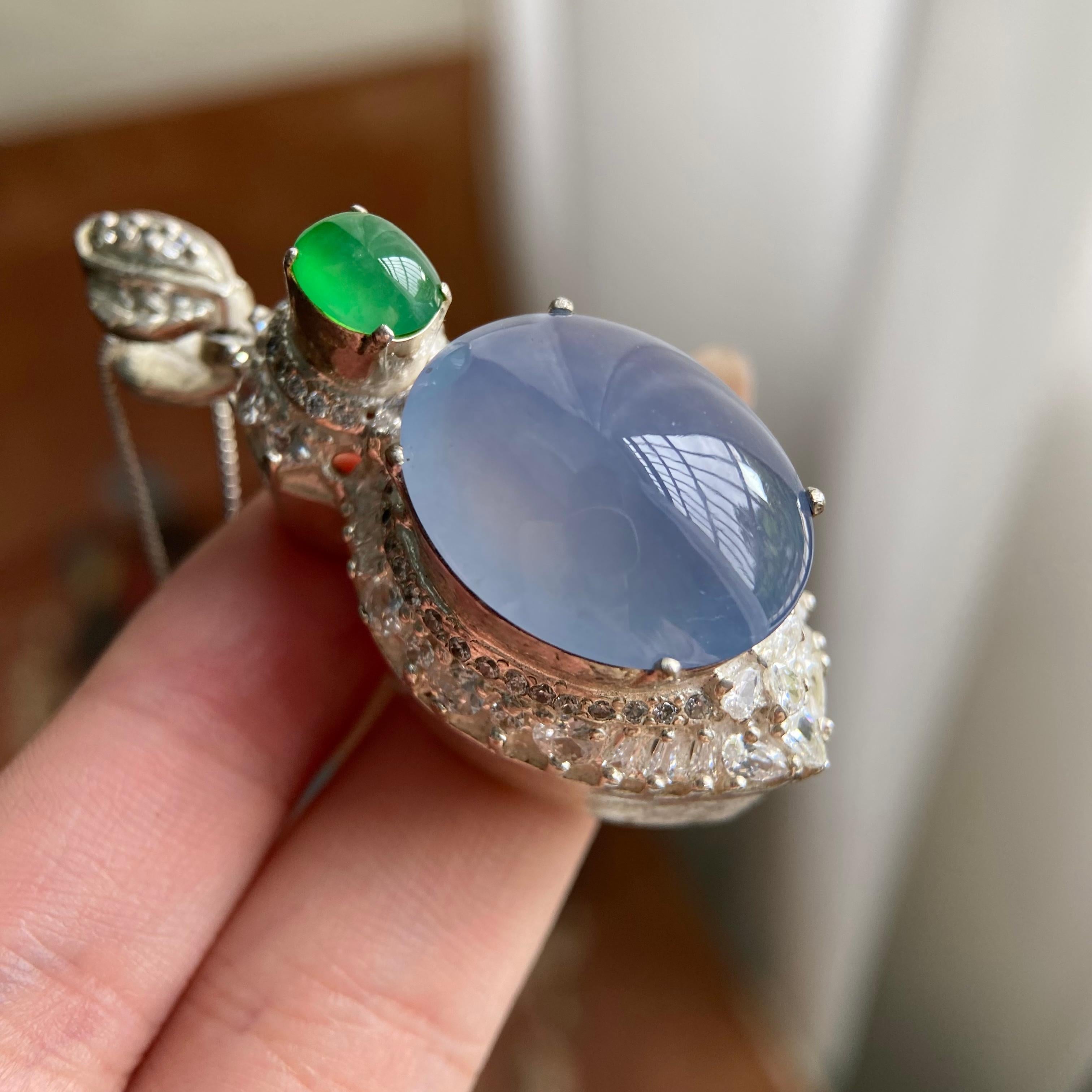 冰种紫罗兰鸽子蛋吊坠裸石（yc223657）