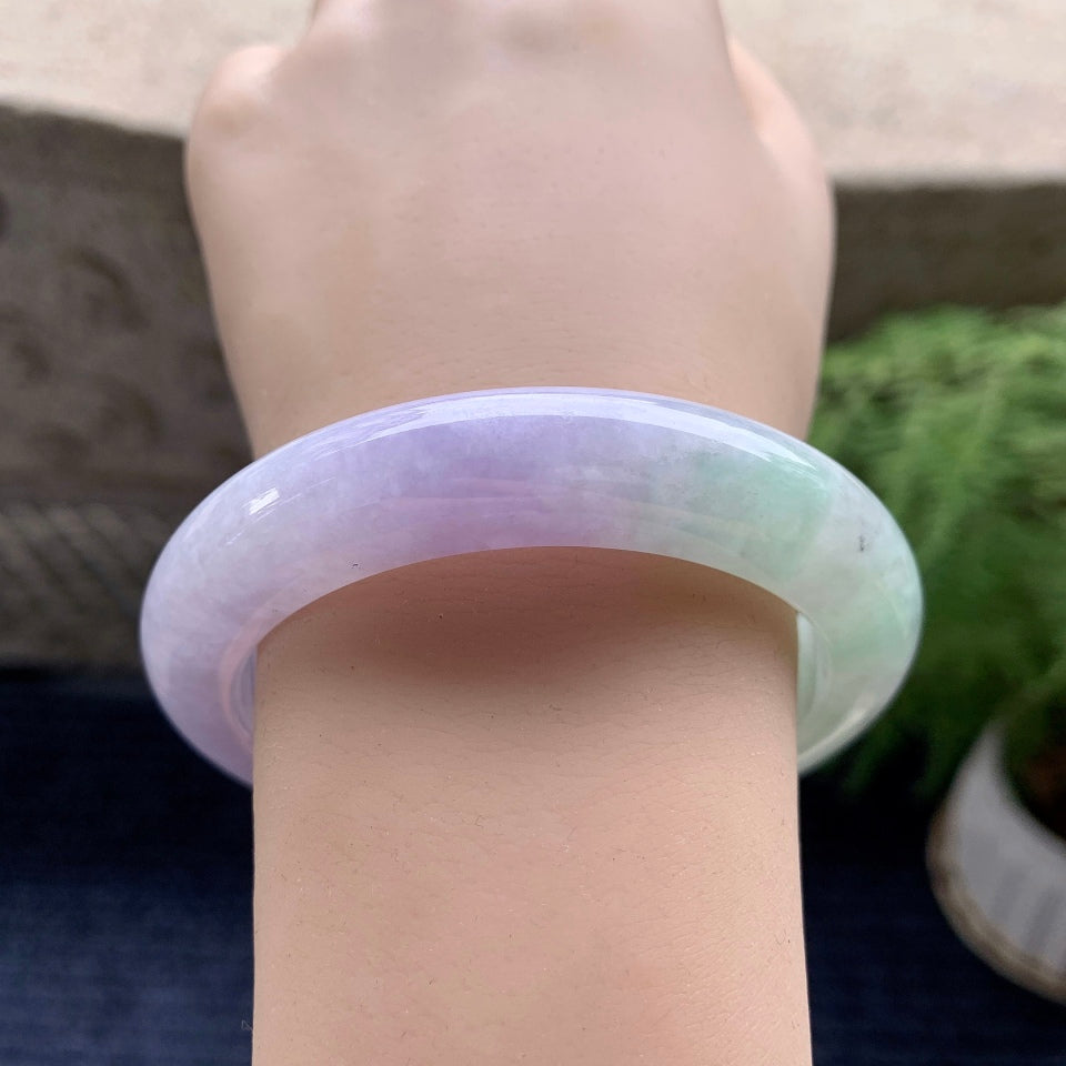 细糯种淡紫罗兰平安镯（56.7mm）（yc088396）