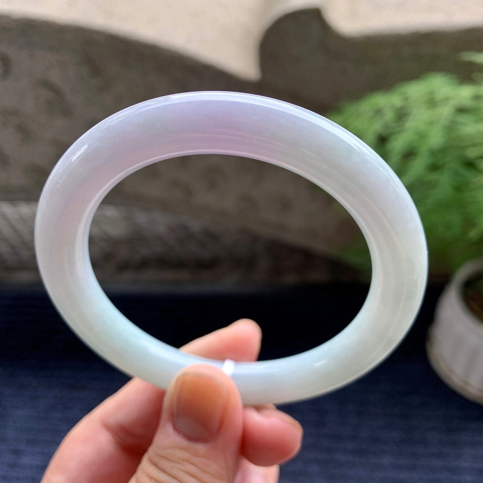 细糯种淡春彩圆条手镯（58.5mm）（yc097810）