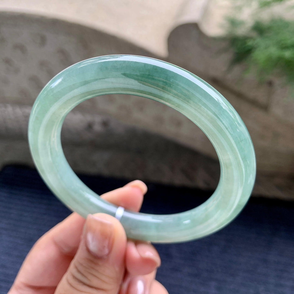细糯种油青圆条手镯 56.5圈口（yc707436）
